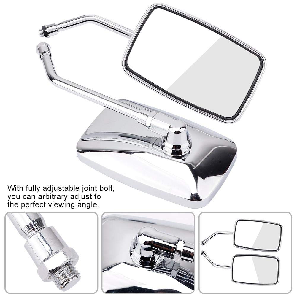 Universal 10MM Motorcycle Mirrors - 2Pcs Chrome Rearview for Cruisers & Bikes