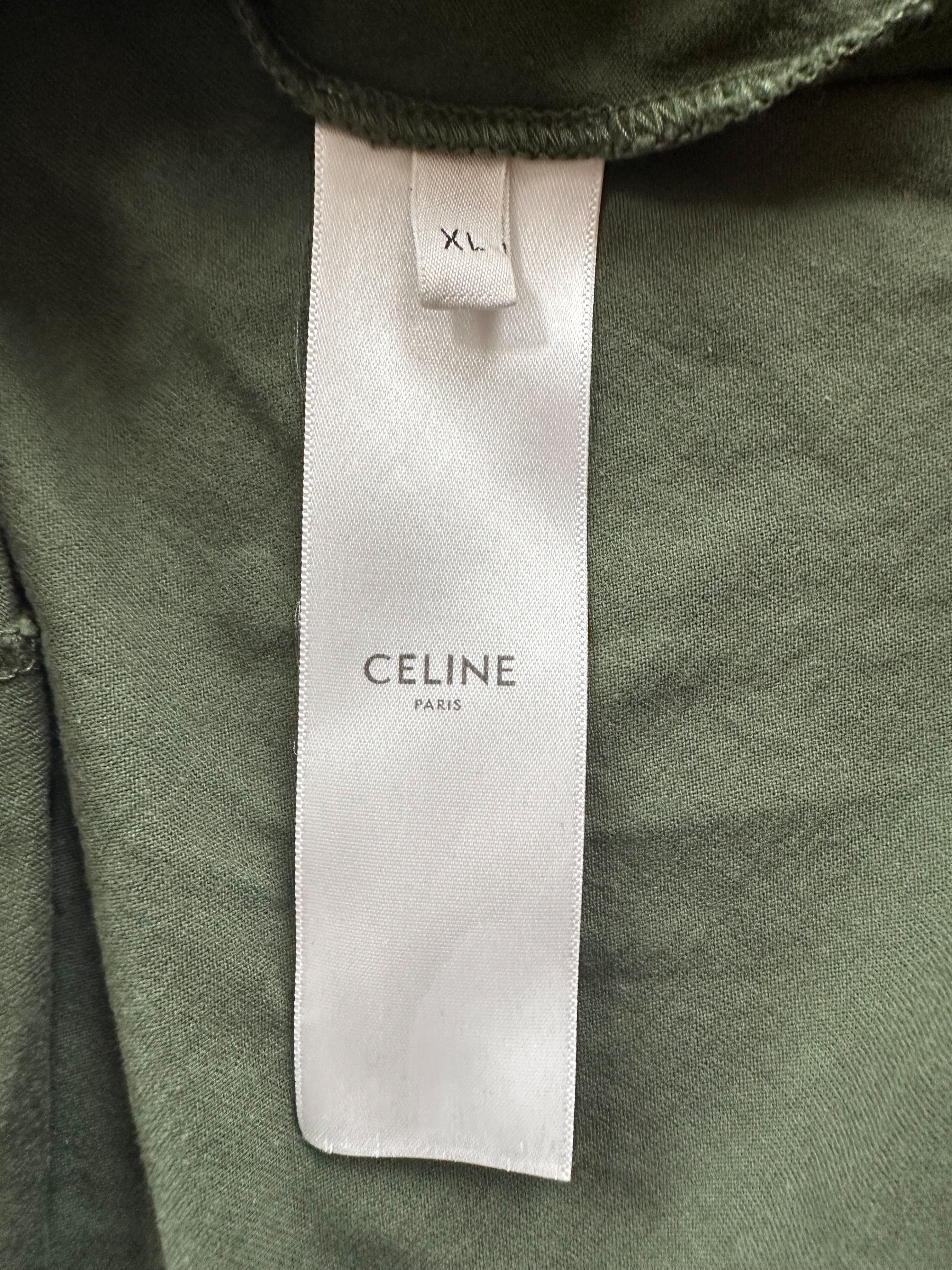 Celine Olive & White Logo T-Shirt for Women - Stylish Casual Cotton Tee for Everyday Wear, Street Fashion & Outfits
