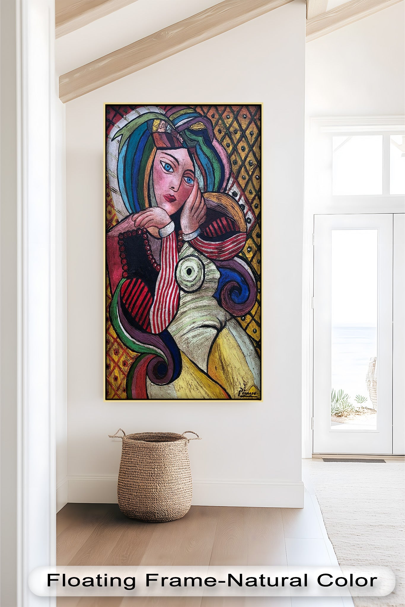 Colorful Muse - Vibrant Picasso-Style Oil Painting Portrait | Modern Home Decor, Office Wall Art & Gift Idea