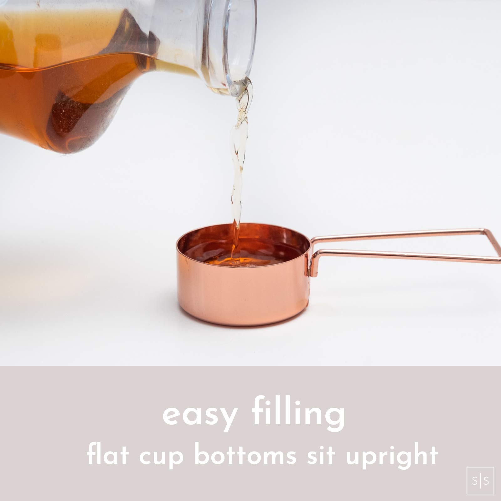 White and Copper Utensil Holder with 8-Piece Measuring Cups & Spoons Set - Elegant Rose Gold Kitchen Organizer for Baking, Cooking, and Countertop Storage | Perfect for Home Chefs and Gift Giving