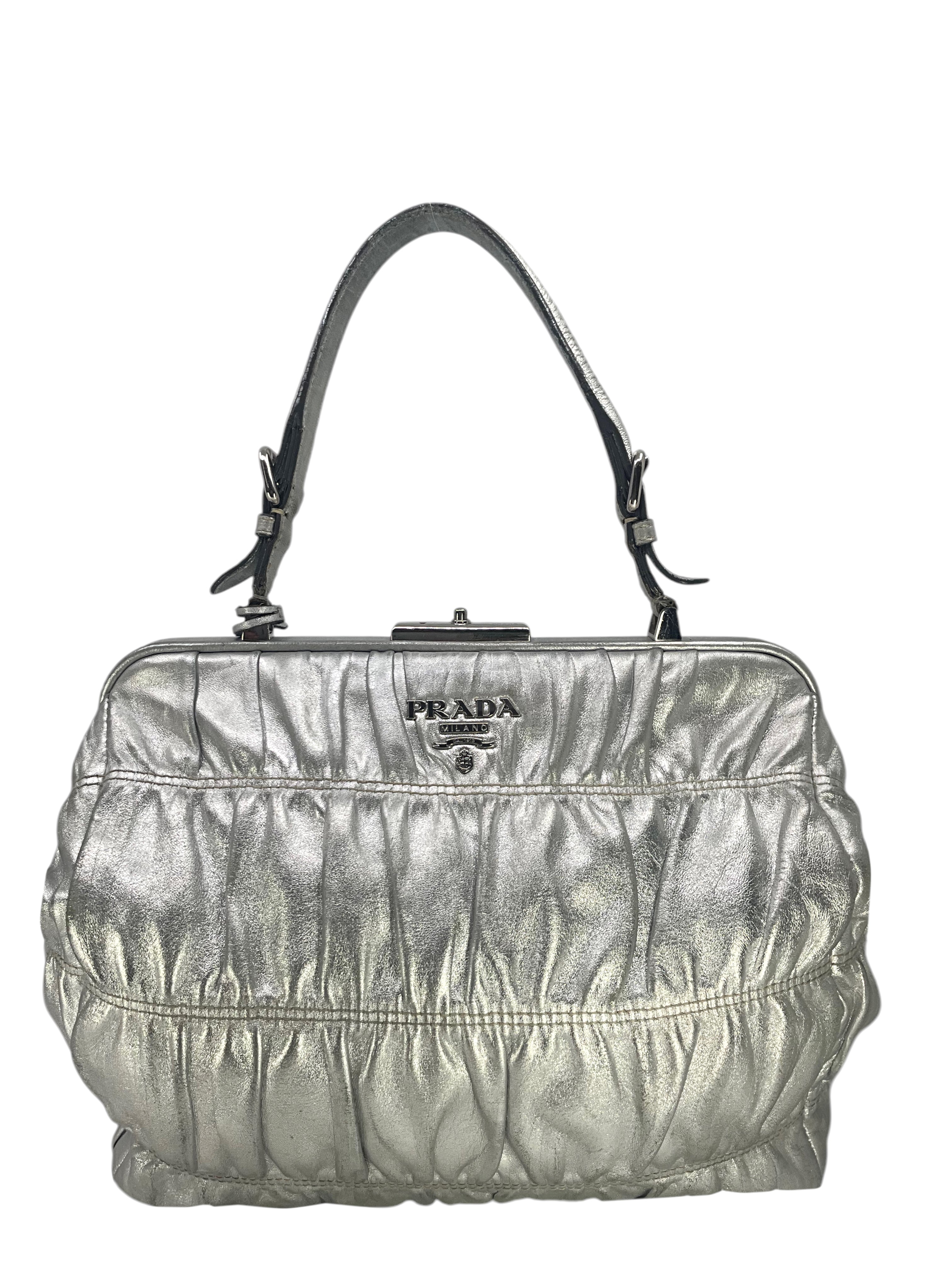 PRADA Gaufre Nappa Leather Top Handle Bag for Women - Luxury Designer Handbag for Work, Evening & Special Occasions