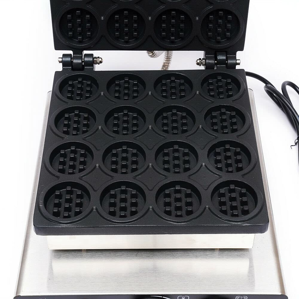 Commercial Round Waffle Maker - 1750W Electric Belgian Waffle Iron with 16 Grids, Nonstick Stainless Steel Waffle Machine for Restaurants, Bakeries & Snack Bars - Perfect for Breakfast, Brunch & Dessert Buffets