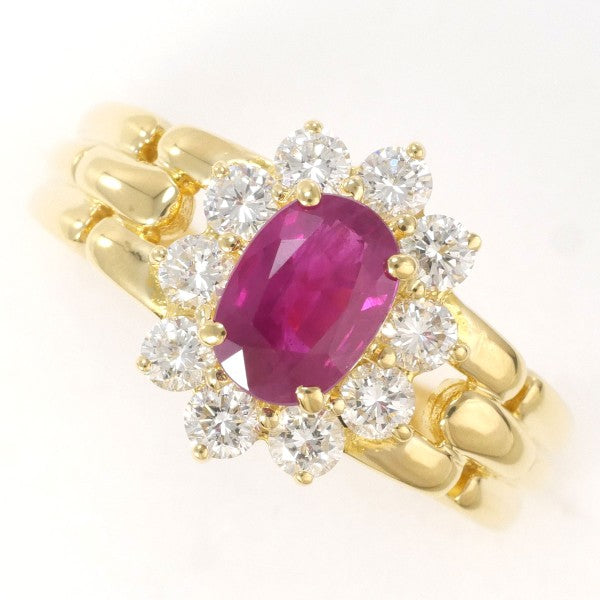 18K Yellow Gold Ruby and Diamond Ring for Women - Elegant Vintage Style Engagement, Wedding, Anniversary Gift - Perfect for Special Occasions and Evening Events