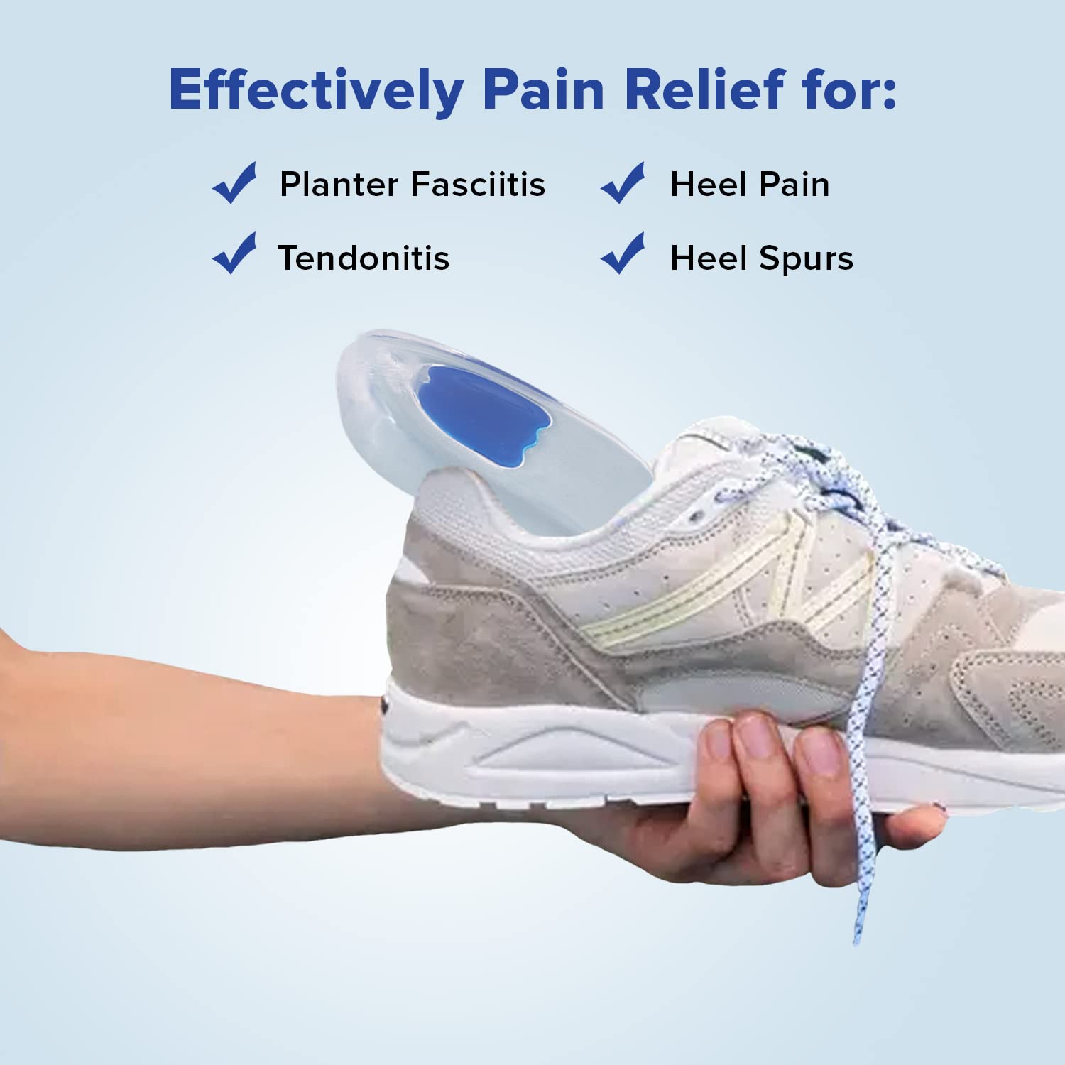 Dr. Foot Gel Heel Cups Pair - Plantar Fasciitis Relief, Bone Spurs & Heel Pain Support - Massaging Shock Absorbing Gel Inserts for Men & Women - Perfect for Running, Walking & Standing All Day (Pack of 2)