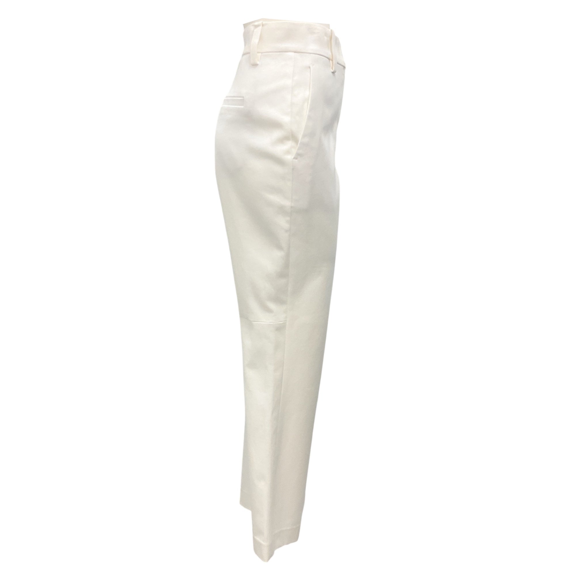 Brunello Cucinelli Women's White Cotton Twill Pants - High Waisted Slim Fit Trousers for Work & Casual Wear | Office, Business, Travel & Everyday Outfits
