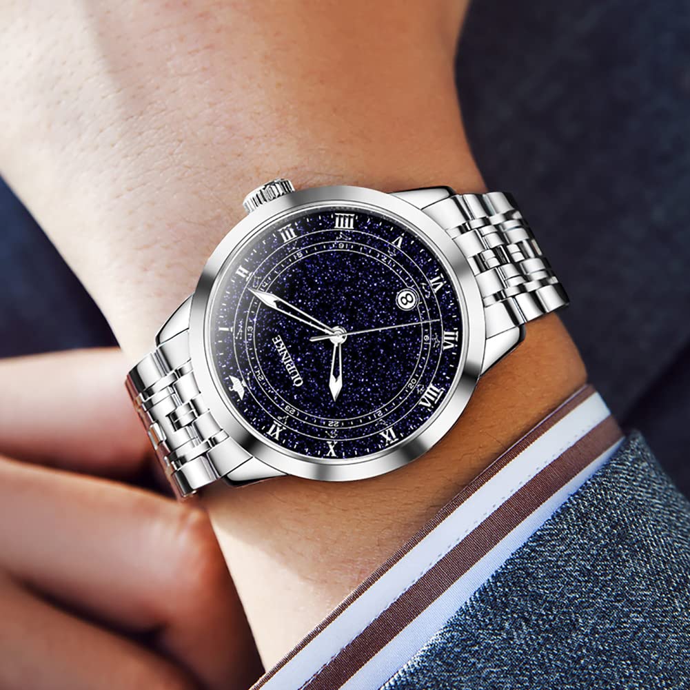 OUPINKE Automatic Men's Watch - Luxury Starry Sky Design, Mechanical Movement, Waterproof, Date Display, Luminous Hands, Sapphire Crystal, Tungsten Steel Band - Perfect for Business, Formal Events & Gift Giving