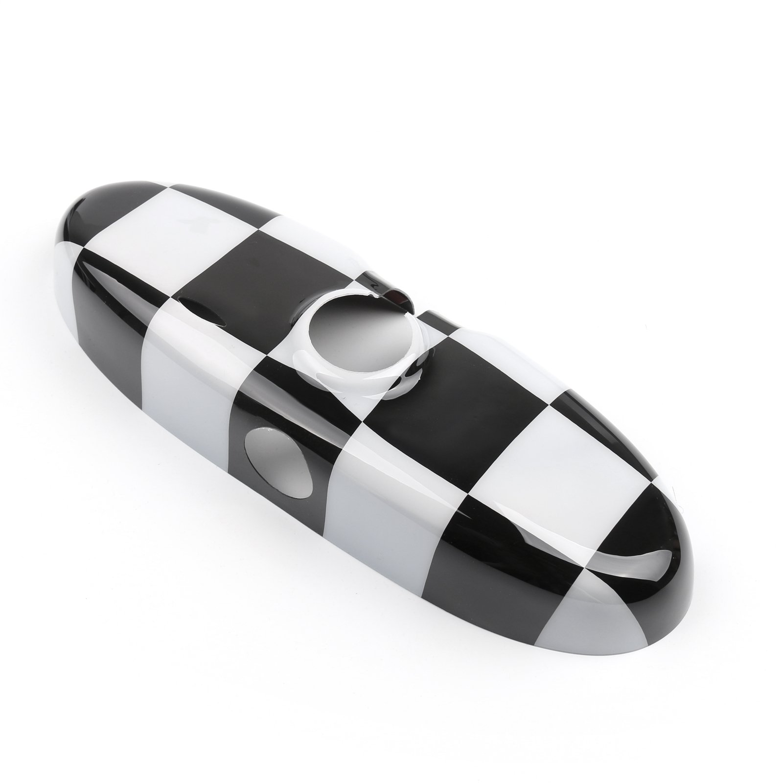 Bruce & Shark Black Checkered Pattern Rear View Mirror Cover for MINI Cooper R55 R56 R57 - Stylish Car Accessory for Enhanced Visibility & Custom Look - Perfect for Urban Driving & Car Enthusiasts