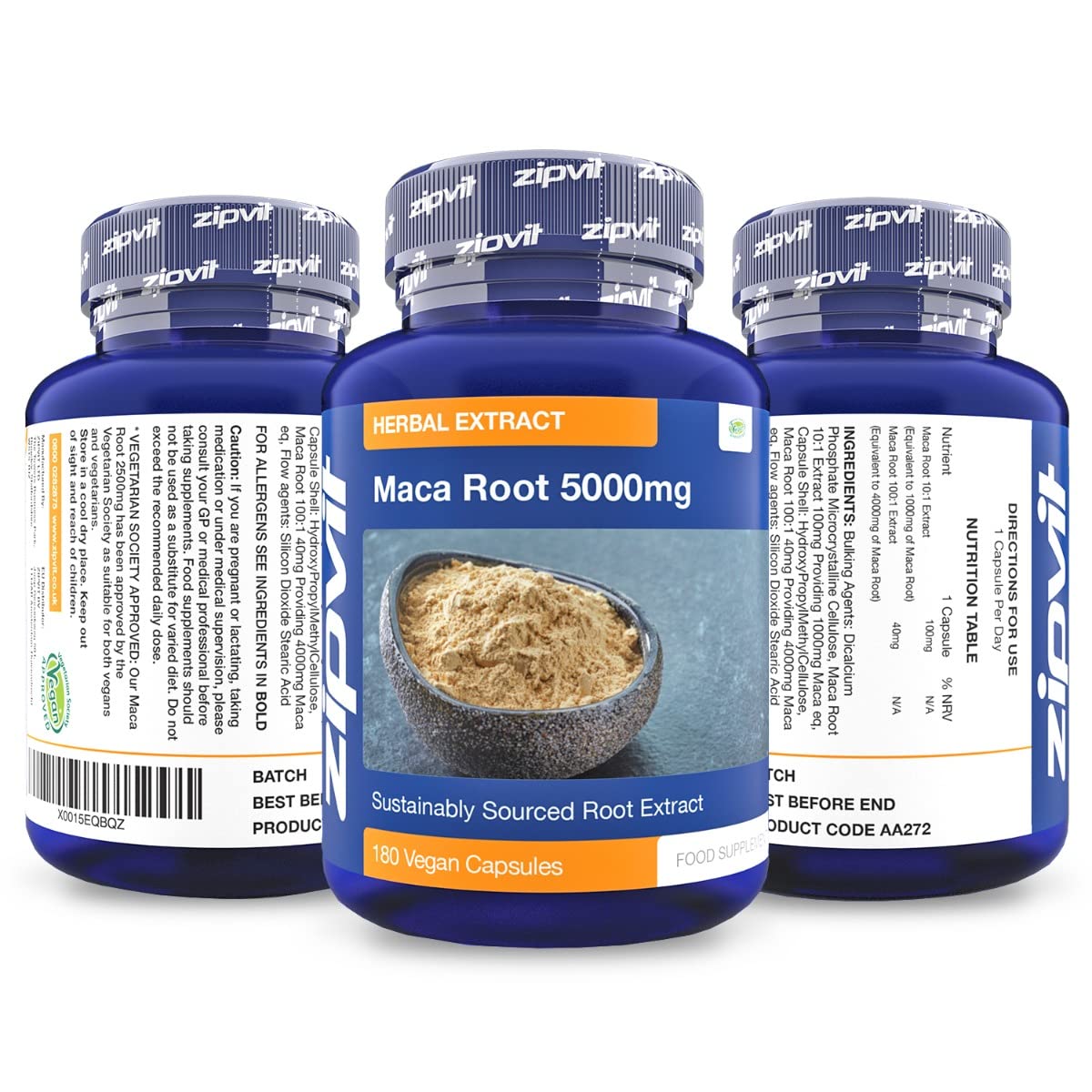 5000mg Premium Maca Root Capsules - Black & Yellow Maca Extract | 180 Vegan Capsules (6 Month Supply) | Vegetarian Society Approved | Natural Energy Booster for Men & Women | Supports Hormonal Balance & Vitality | Perfect for Fitness Enthusiasts & Busy Professionals