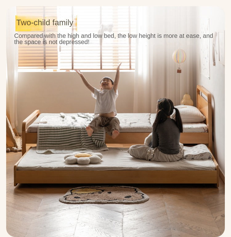 Solid Beech Wood Space-Saving Bunk Bed with Guardrails - Sturdy Twin Over Twin Loft Bed for Kids & Teens - Perfect for Small Bedrooms, Guest Rooms & Dormitories