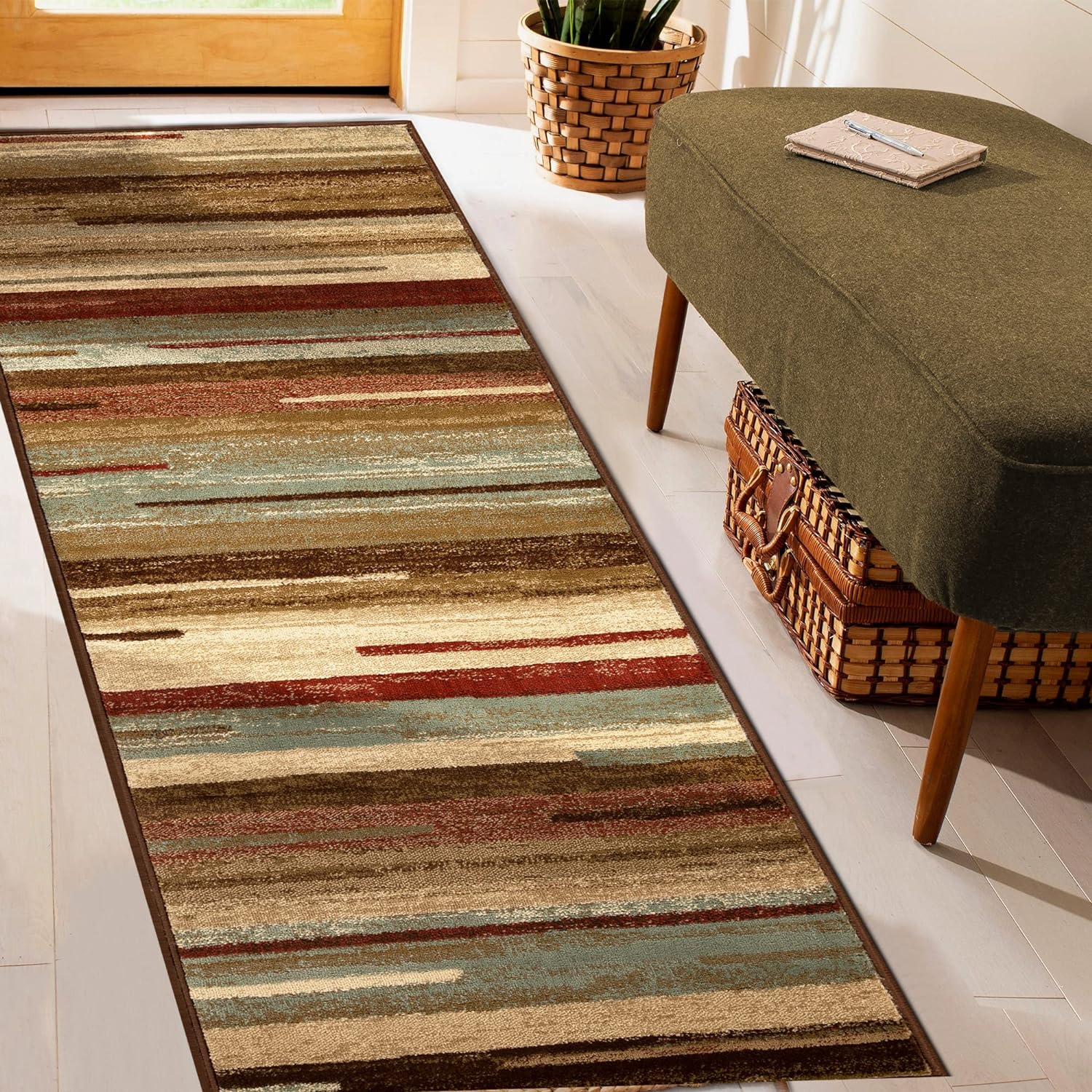 Abstract Striped Lines Indoor Area Rug or Runner Rug - Soft & Durable for Living Room, Bedroom, or Hallway Decor