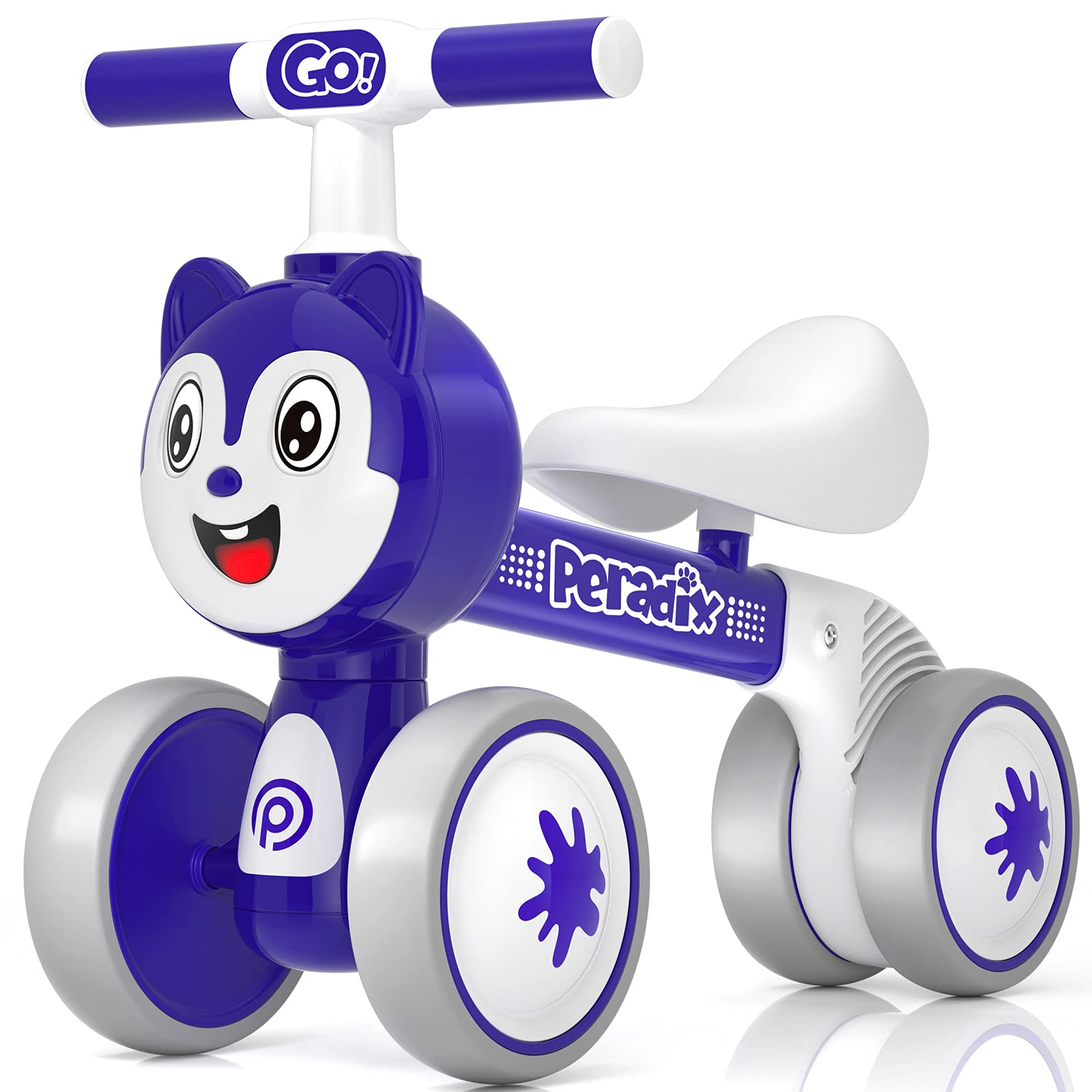 Peradix Baby Balance Bike for 10-36 Months - No Pedal 4-Wheel Toddler Bicycle | First Birthday Gift for Boys & Girls | Learning Walker & Riding Toy for 10+ Month Olds | Indoor & Outdoor Play, Park Rides, Early Motor Skill Development