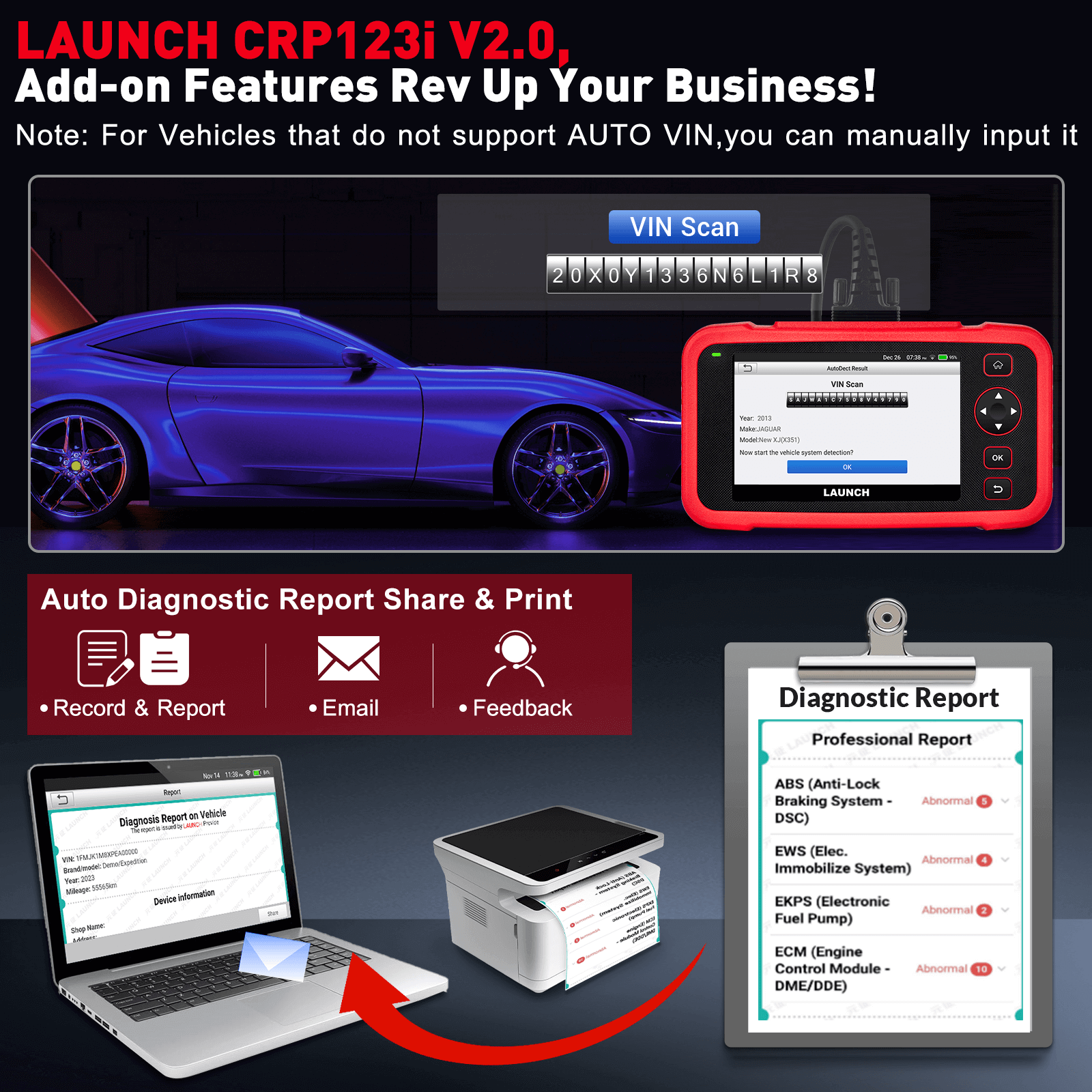 2025 LAUNCH CRP123i V2.0 Elite OBD2 Scanner - Professional Car Diagnostic Tool for Engine, ABS, SRS & Transmission with 7 Reset Functions, Battery Test, FCA SGW | Free Lifetime Updates | Perfect for Mechanics & DIY Auto Repair