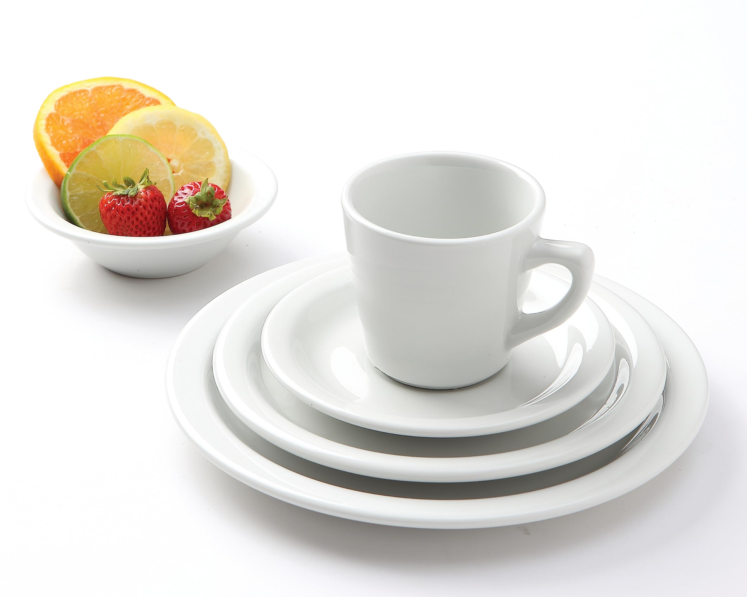 Tuxton China CLA-104 Porcelain White Round Plates, 10.5