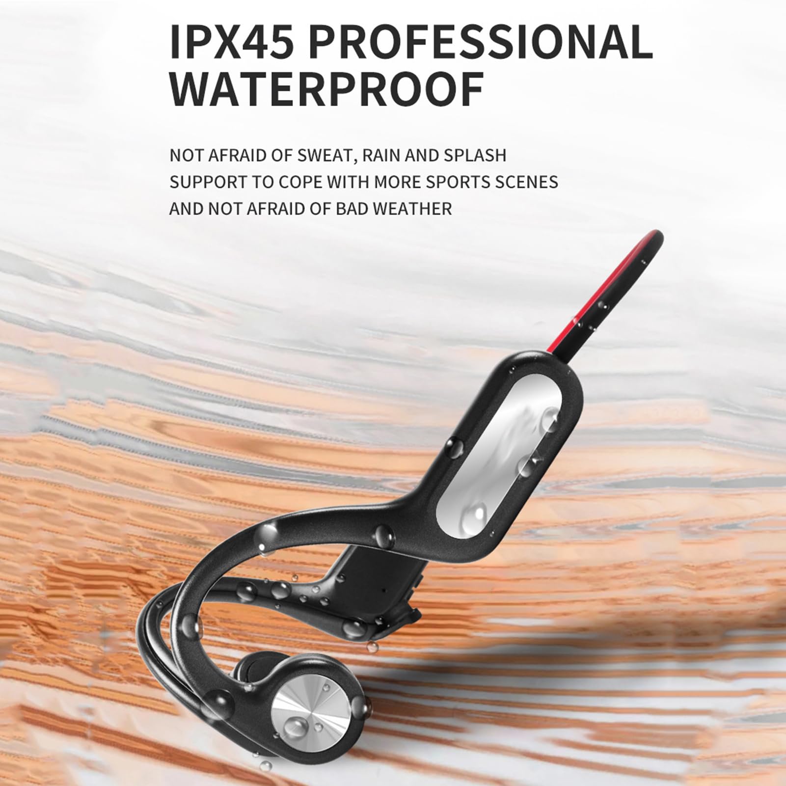 Bone Conduction Wireless Headphones IPX4 Waterproof Bluetooth 5.3 Open Ear Headphones with Noise Cancelling & Battery Display - Perfect for Running, Cycling, Hiking & Outdoor Sports
