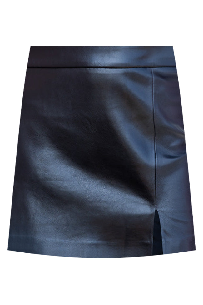 Black Faux Leather Mini Skirt for Women - Sexy High Waist Pleated Skater Skirt - Perfect for Night Out, Party, and Date Night - Final Sale