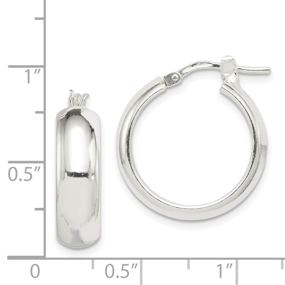 Sterling Silver 6mm Black Bow Domed Round Hoop Earrings - 20mm (3/4 Inch) for Women, Gift for Her, Valentine's Day, Birthday, Anniversary, Party, Wedding, Everyday Wear