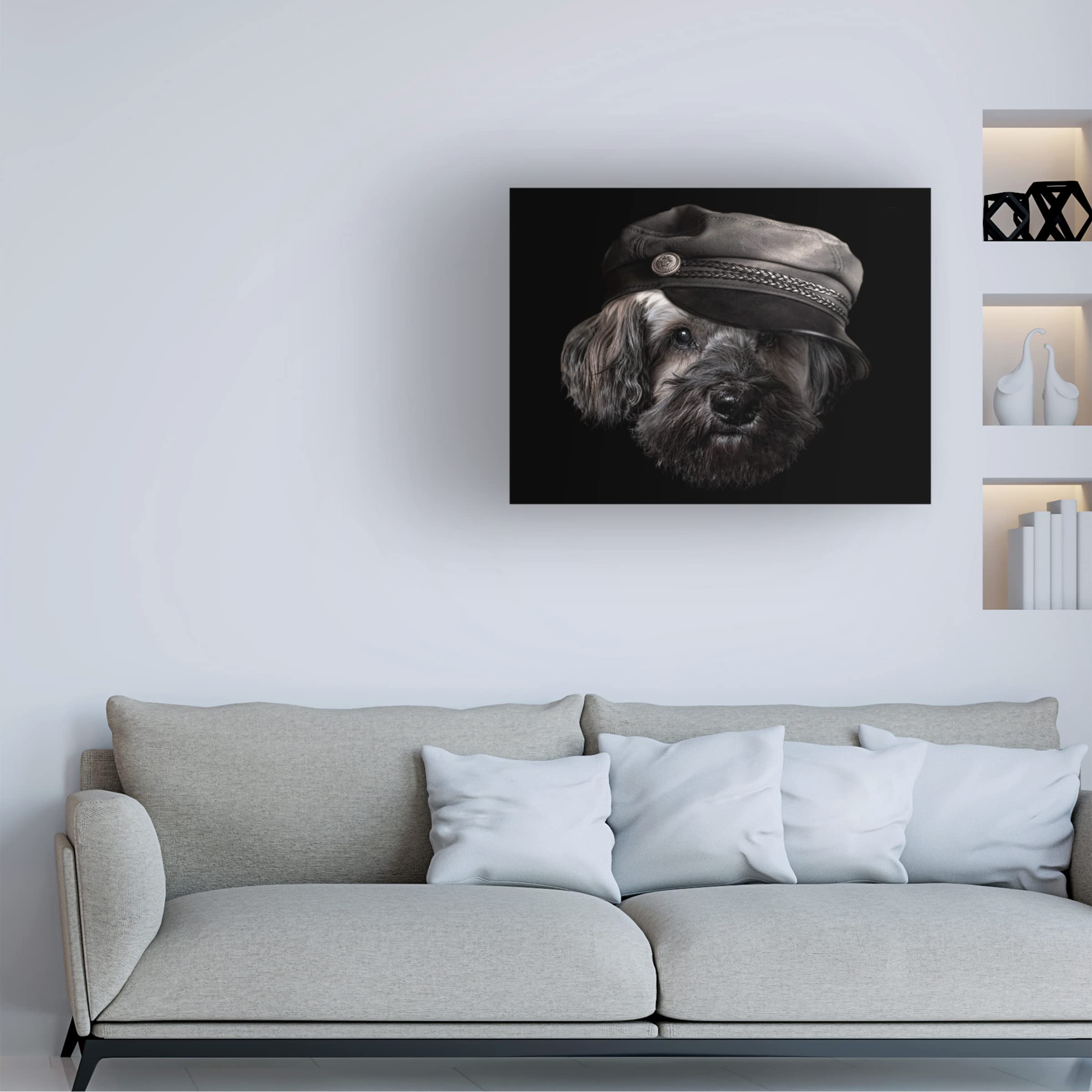 Trademark Fine Art 'Dog with Hat' Canvas Wall Art by Lori Hutchison - Perfect for Living Room, Bedroom & Office Decor