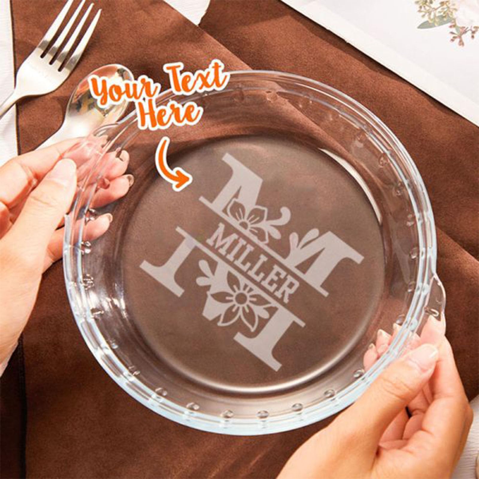 Custom Engraved 9-Inch Pyrex Glass Pie Plate with Handles - Personalized Baking Dish for Pies, Snacks, Salads & Desserts | Perfect for Holiday Baking, Family Gatherings & Potluck Parties