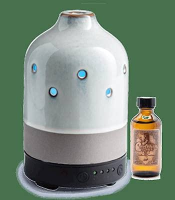 Premium Glazed Concrete Ultrasonic Auto-Timer Essential Oil Diffuser with 2 oz Fresh-Clean Fragrance Oil - Aromatherapy for Home, Office & Spa Relaxation