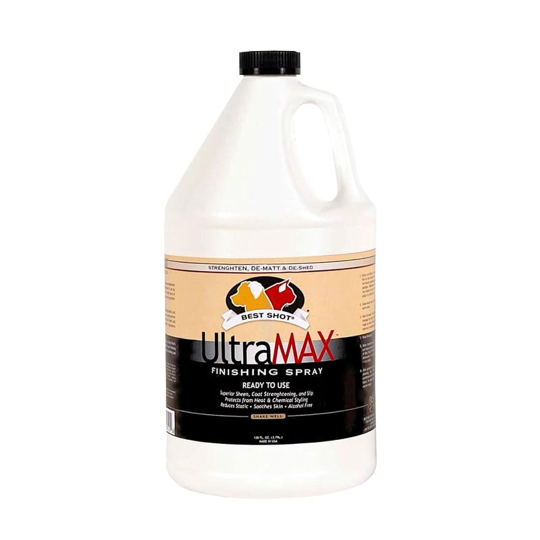 Best Shot UltraMAX Pro Finishing Spray for Dogs & Cats - Detangling, Hydrating & Soothing Pet Grooming Spray (1.1 Gallon) - Perfect for Post-Bath, Daily Coat Care & Professional Grooming Sessions
