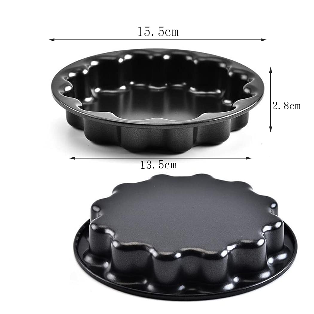 **Hoshen 5.6-Inch Petal-Shaped Carbon Steel Baking Pan Set, Non-Stick Cake Mold for Bread, Muffins & Pastries – FDA Approved, 2-Piece Black Bakeware – Perfect for Home Baking & Party Desserts**