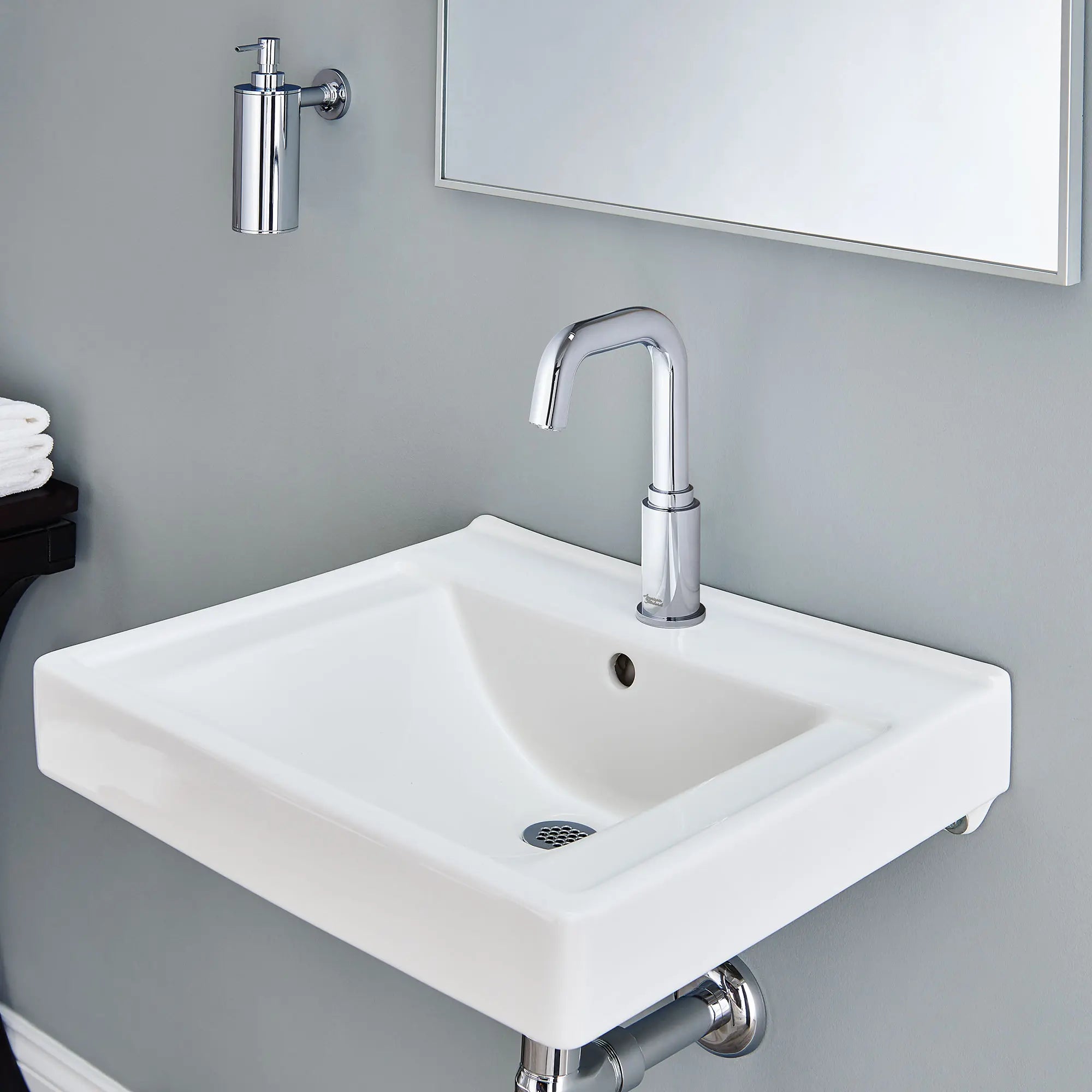 Decorum® Wall Mount EverClean® Bathroom Sink with Center Faucet Hole - Perfect for Modern Small Bathrooms & Powder Rooms