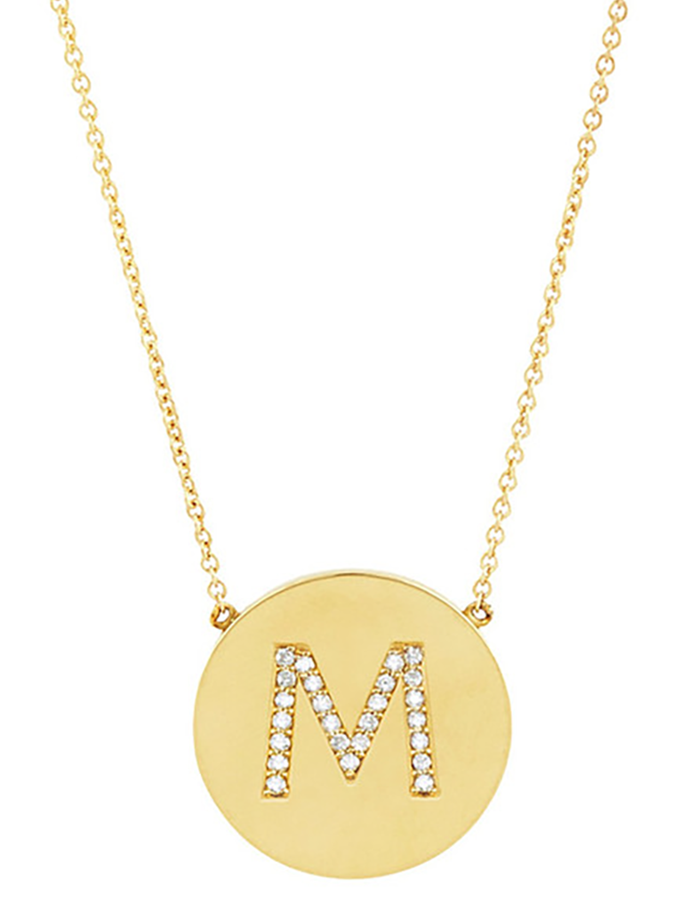 14K Gold Plated Sterling Silver CZ Round Initial Necklace for Women - Personalized Name Letter Pendant Jewelry Gift for Birthday, Anniversary & Valentine's Day