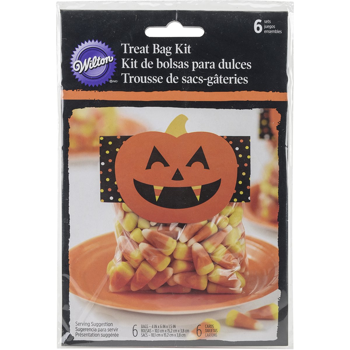 Wilton Candy Corn Header and Bag Kit - Assorted Colors for Halloween Party Favors, Trick or Treat Bags, and Fall Festival Decorations