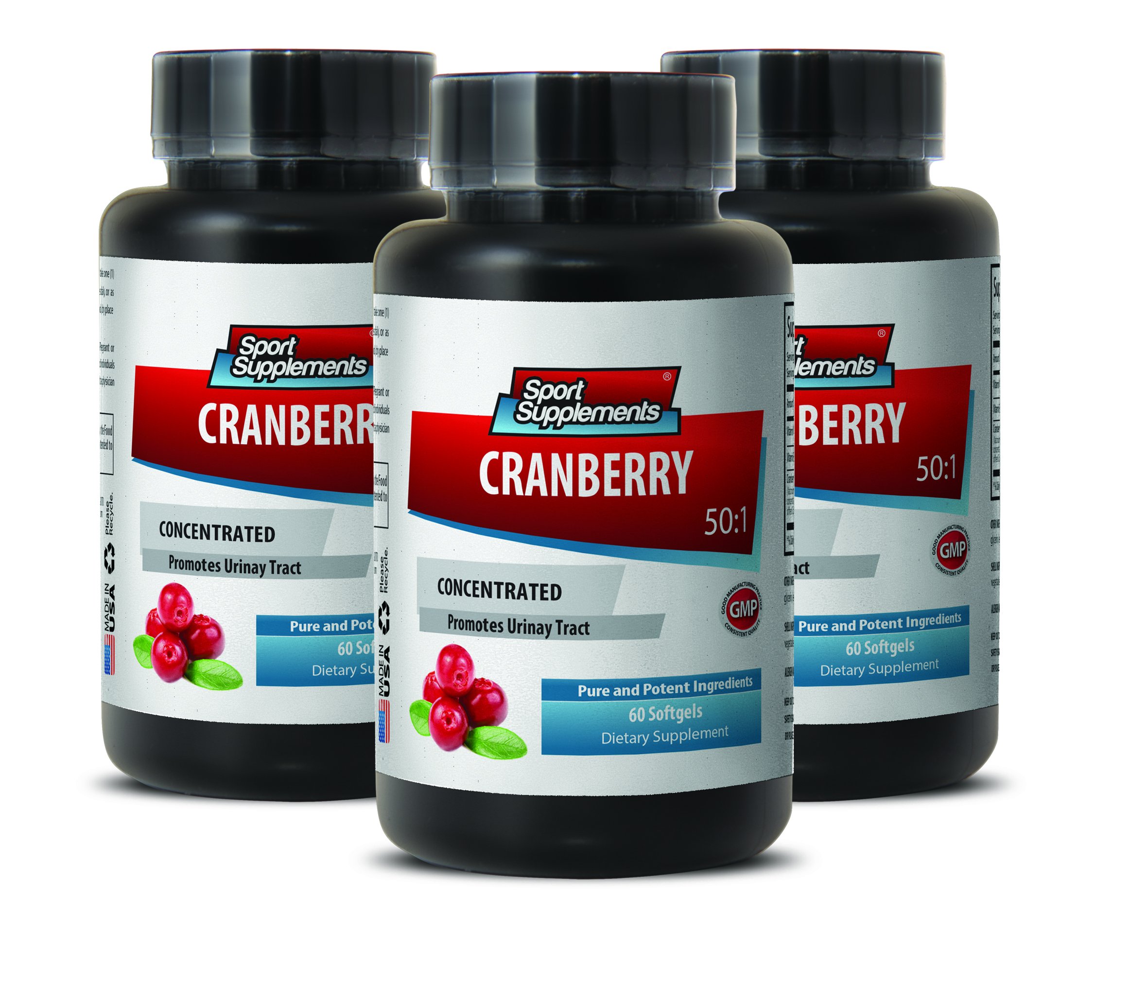 Premium Cranberry Supplements for Women - 252mg Cranberry Concentrate with Vitamin C & E - Supports Urinary & Immune Health - 180 Softgels (3 Bottles) - Ideal for Daily Wellness & Dental Care