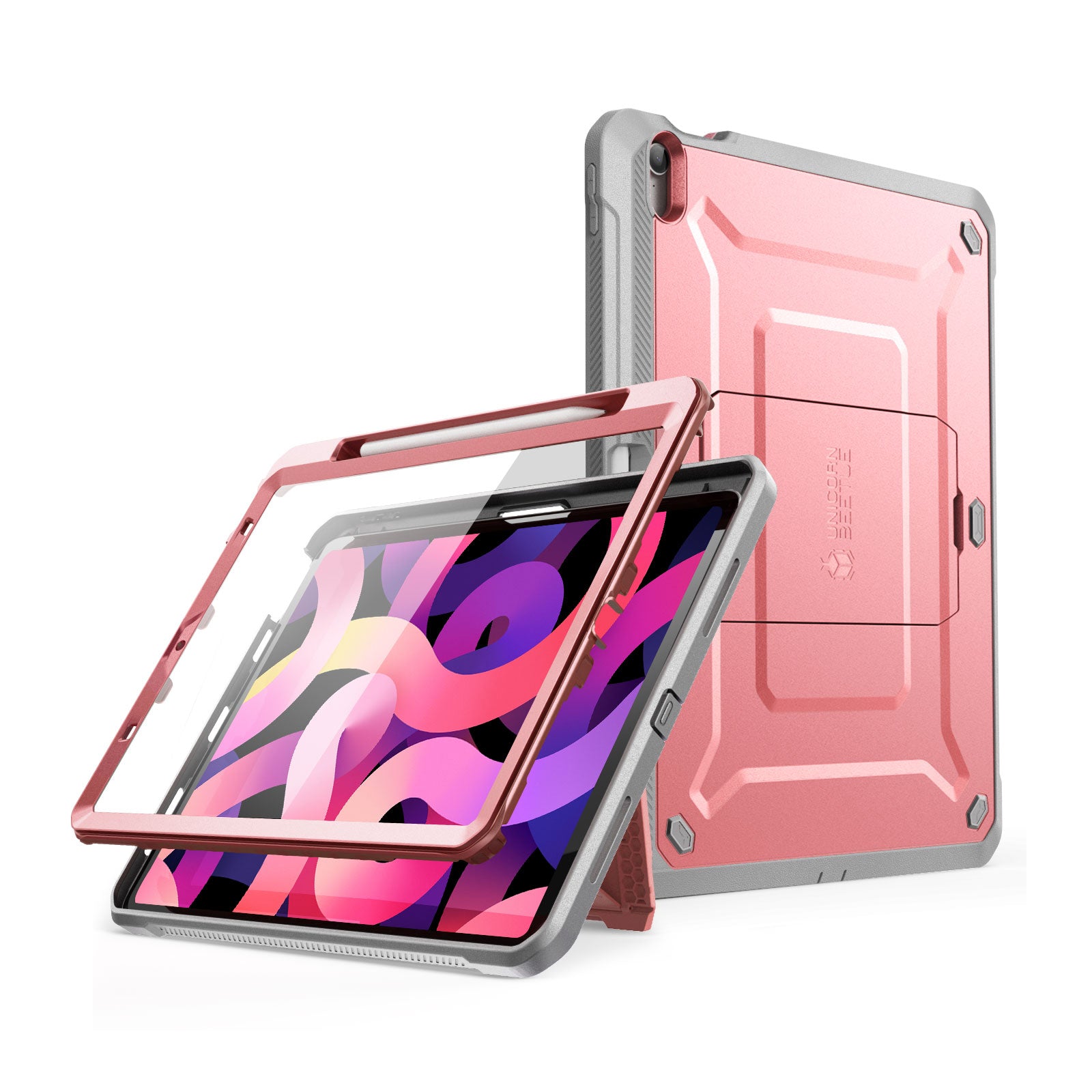 iPad Air 4 / 5 Unicorn Beetle PRO Rugged Case with Kickstand - Rose Gold | Shockproof Protective Cover for Work, Travel & Outdoor Activities