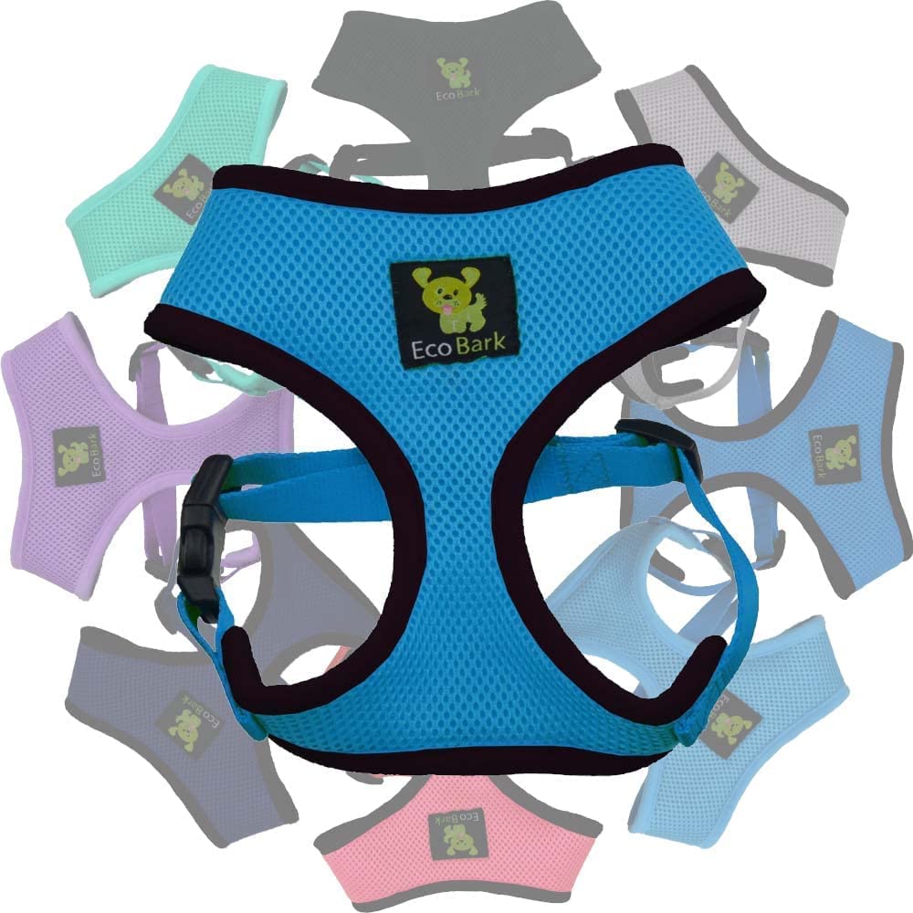 EcoBark No Pull Dog Harness - Eco-Friendly Soft Mesh Vest for Small Dogs & Puppies - Comfortable Overhead Design Prevents Choking - Perfect for Toy Breeds (Small, Teal Blue) - Ideal for Daily Walks, Training & Outdoor Adventures