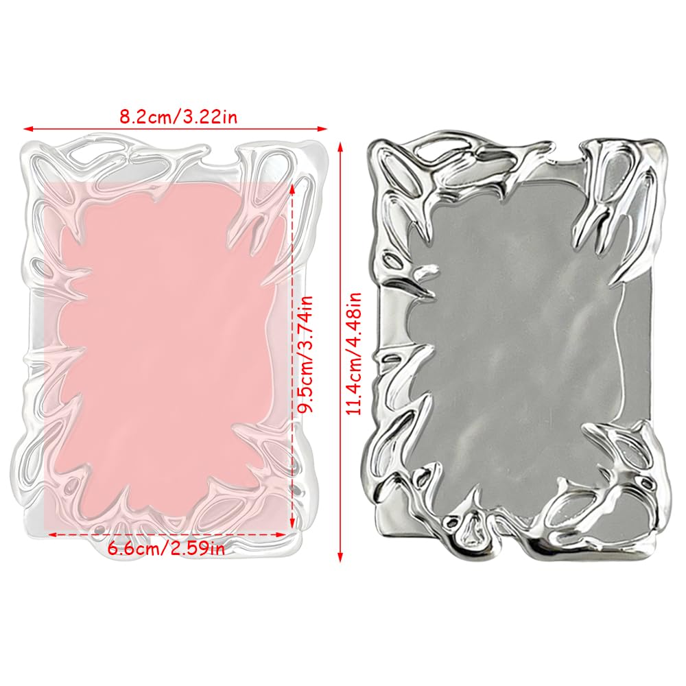 Silver Plated Y2K Photocard Holder Keychain - Electroplated Plastic Frame for ID Badges, Student Cards & Office Supplies | Perfect for School, Work & Collectibles