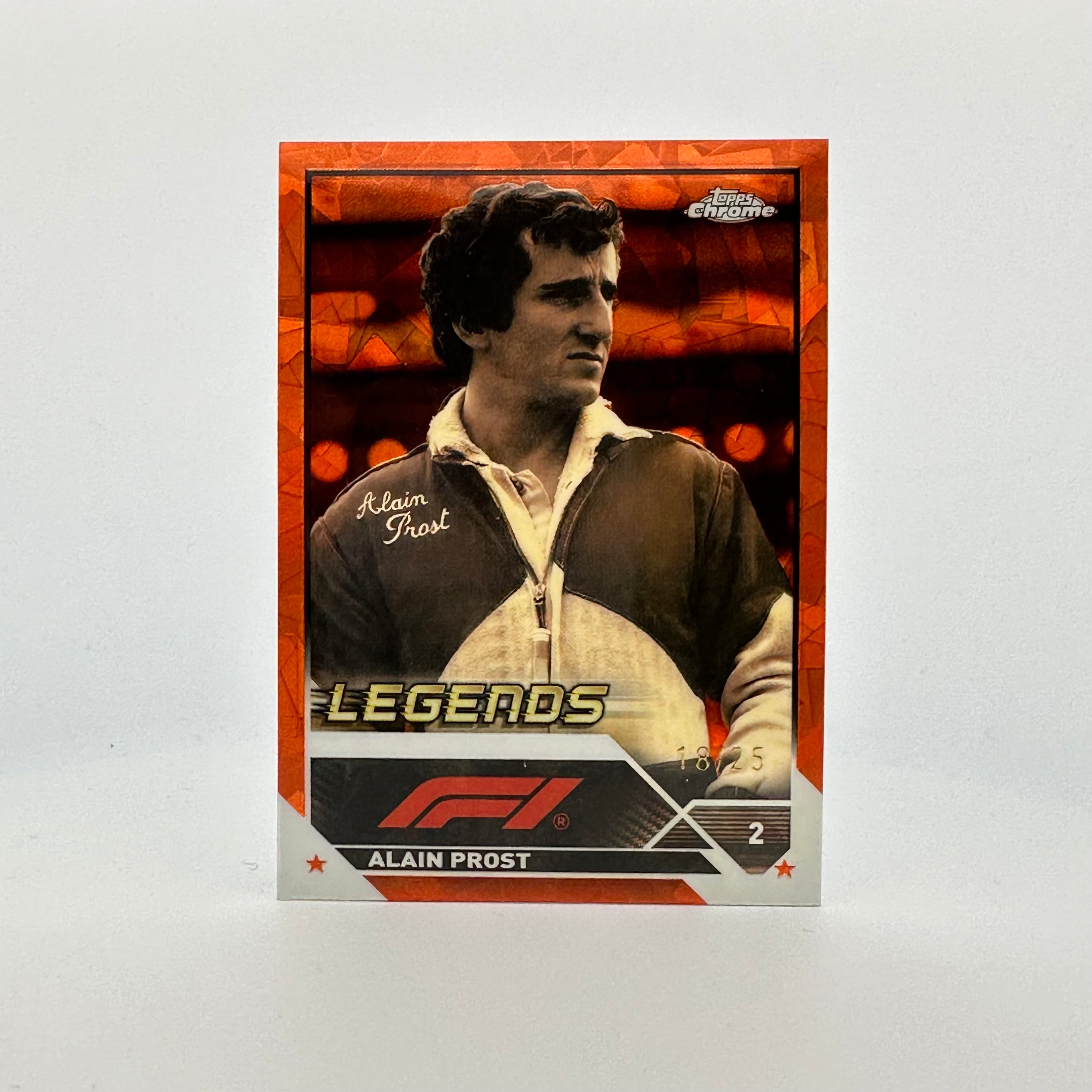 2023 Topps Chrome Sapphire Alain Prost #196 Orange Refractor 18/25 - Rare F1 Racing Card for Collectors & Fans, Perfect for Display, Trading, and Memorabilia Collections