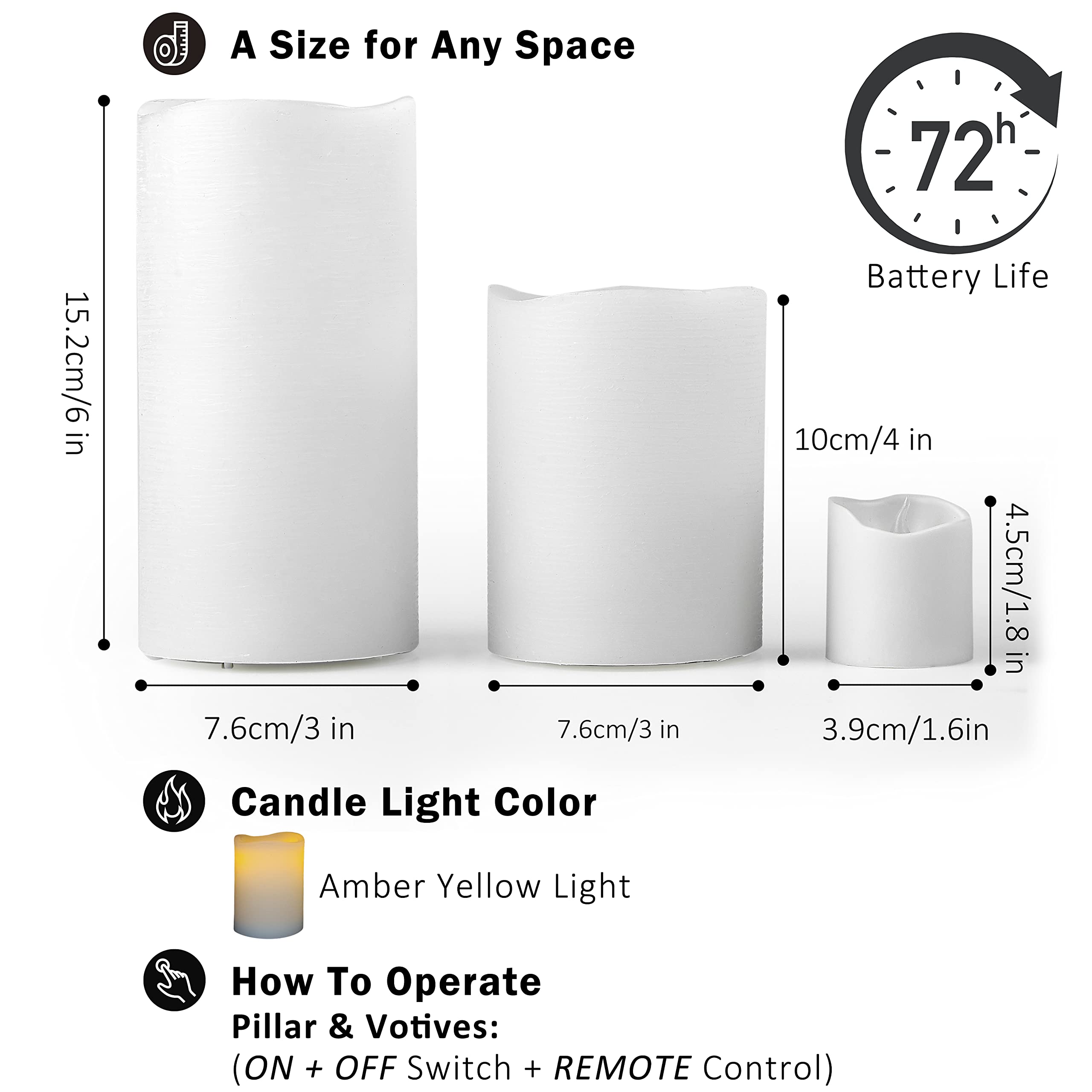 FURORA LIGHTING White Real Wax LED Candles with Remote & Timer - 4 Pillar & 4 Votive Flameless Candles Set of 8, Battery Included - Perfect for Home Decor, Wedding Centerpieces, Romantic Dinner Ambiance & Holiday Lighting