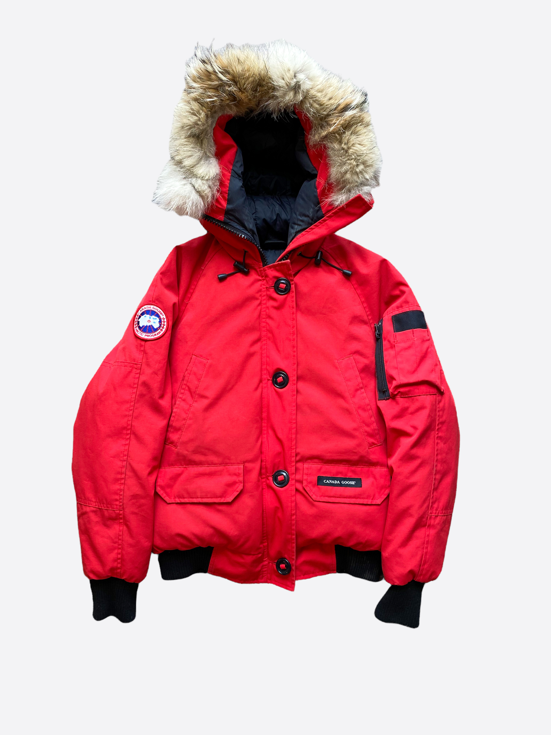 Canada Goose Red Chilliwack Bomber Jacket for Women - Waterproof Winter Coat with Coyote Fur Trim | Perfect for Cold Weather, Outdoor Activities & Urban Style