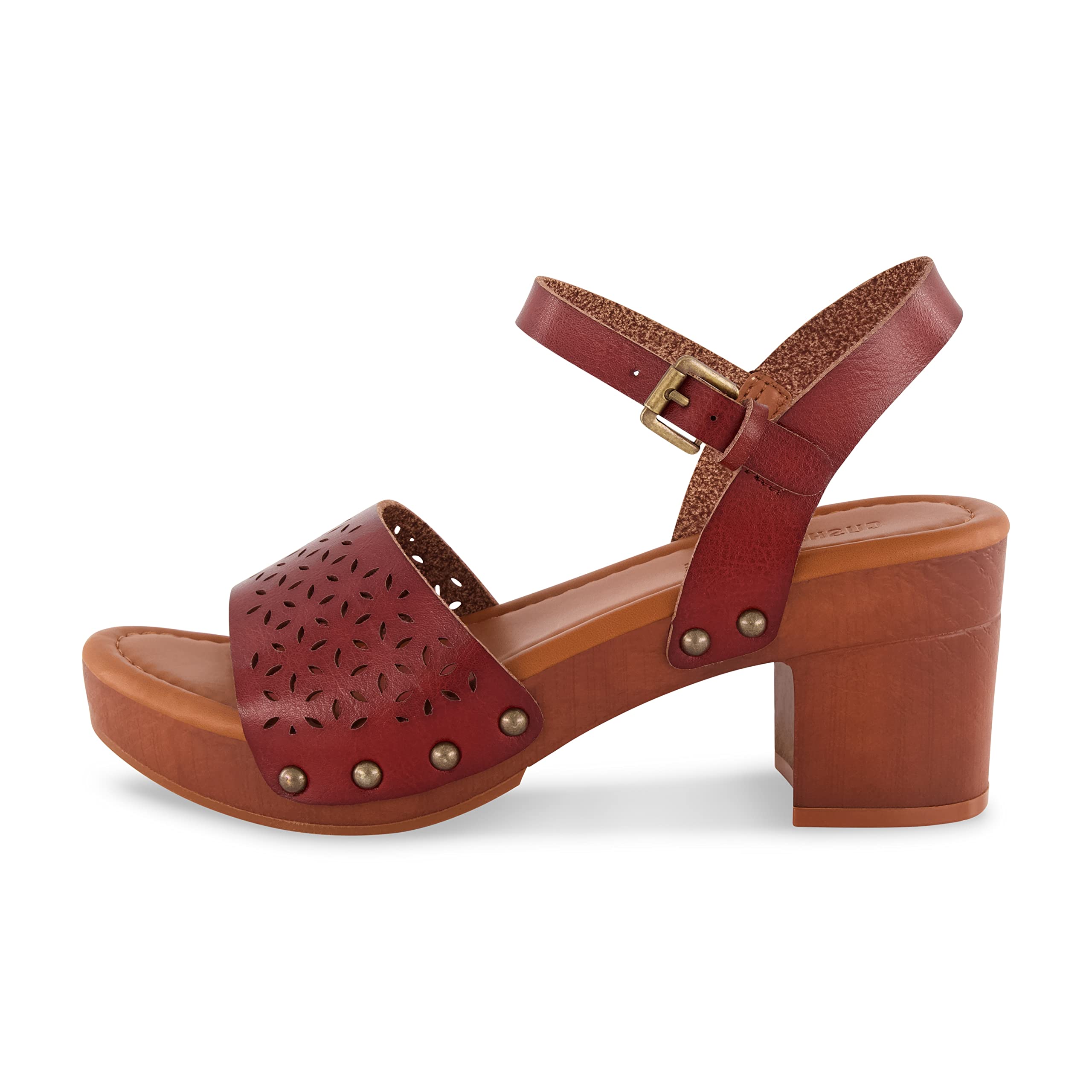 CUSHIONAIRE Women's Comfortable Shea Faux Wood Sandals with Memory Foam & LiteSole Technology - Wide Width Available | Perfect for Beach, Vacation and Summer Outdoor Activities