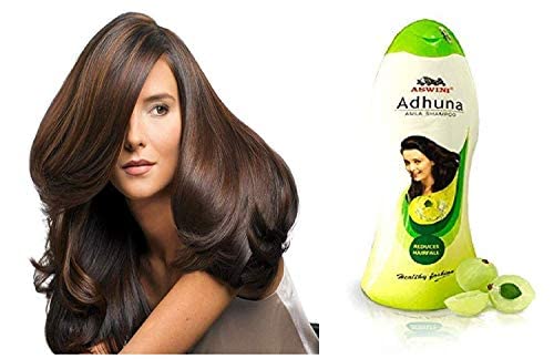 Aswini Adhuna Amla Shampoo 450ml - Natural Hair Growth & Scalp Care for Strong, Shiny Hair - Pack of 1 - Perfect for Daily Use & Damaged Hair Repair