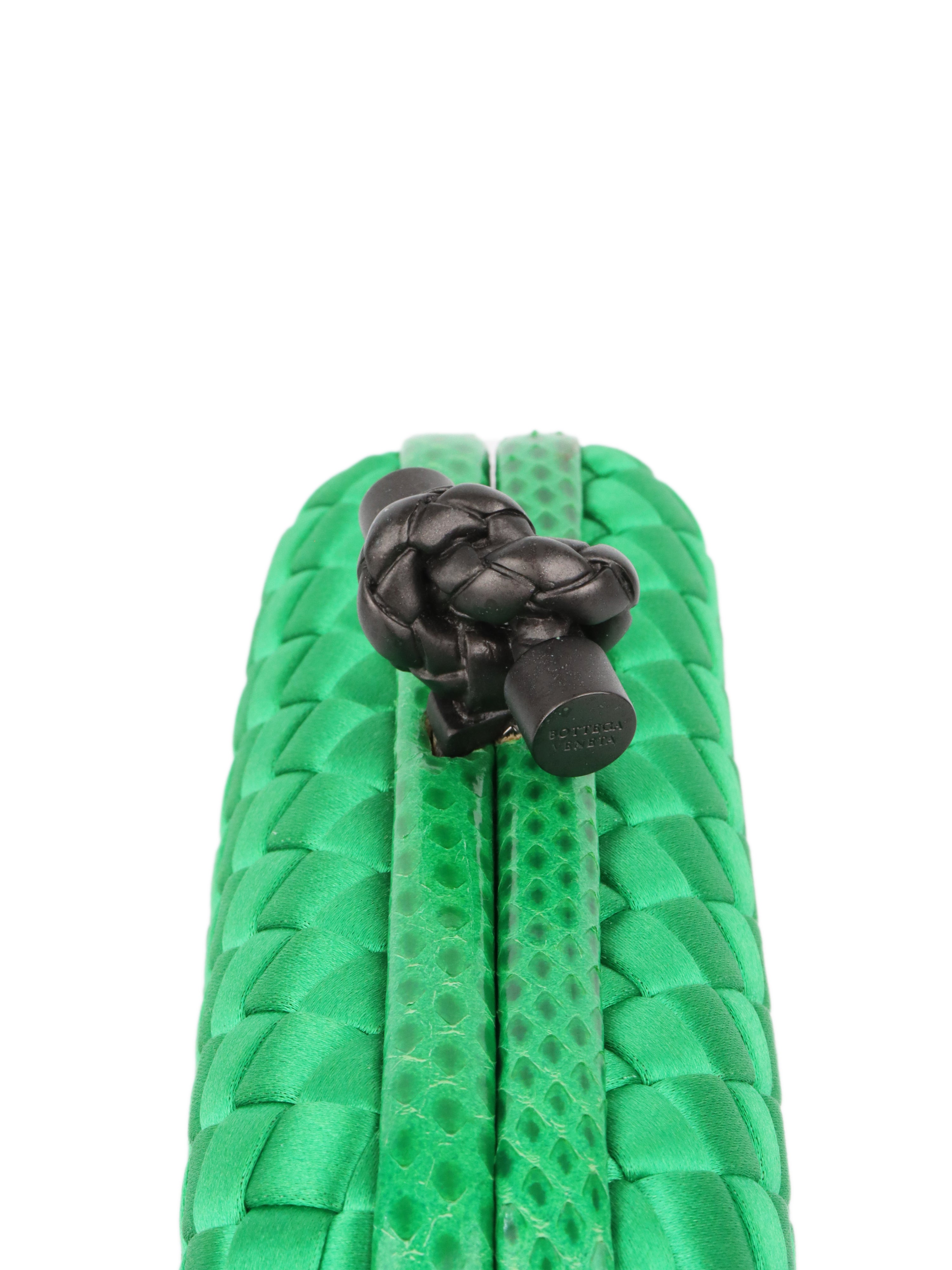 Bottega Veneta Green Intrecciato Leather Clutch Bag for Women | Luxury Designer Handbag for Evening Parties, Weddings & Special Occasions