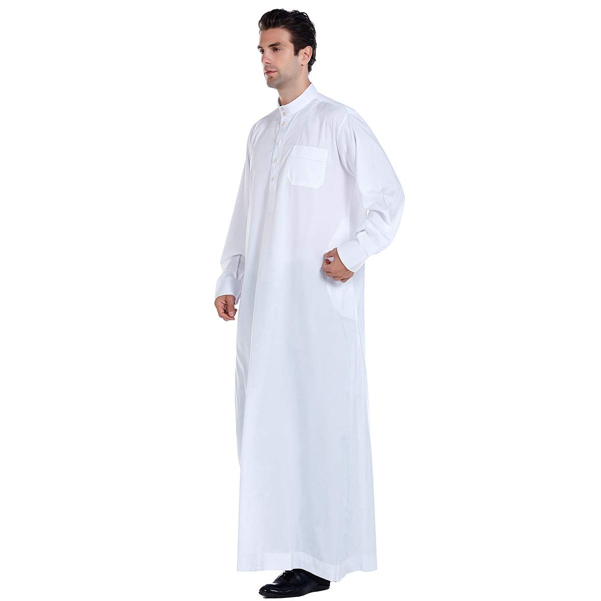 Men's Muslim Kaftan Robe - Durable Dubai Long Gown Ethnic Wear | 1pc Soft Cotton Prayer Dress for Home & Mosque | Islamic Clothing for Eid & Special Occasions