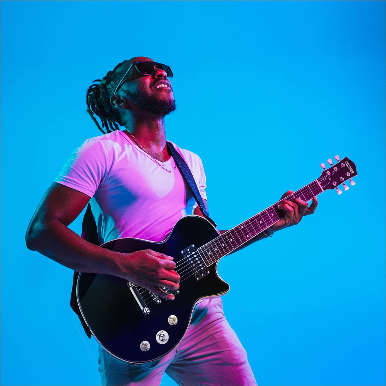 **Donner DLP-124B Full-Size 39 Inch Solid Body Electric Guitar Kit for Beginners – Black with Gig Bag, Cable, Strap – Perfect for Practice, Performances & Home Recording**