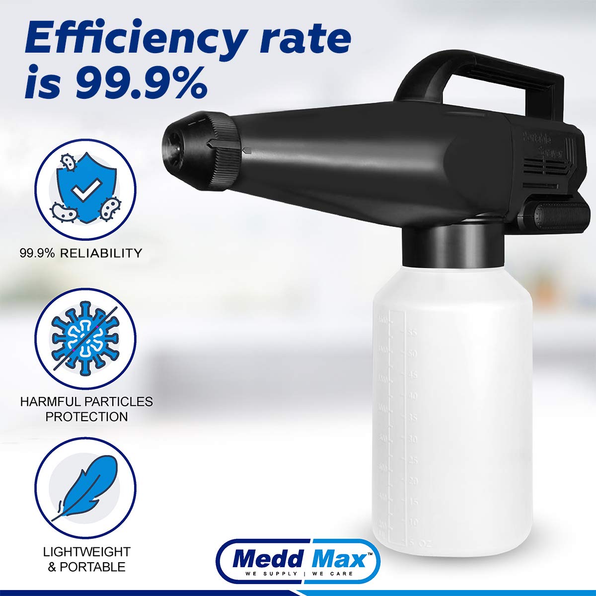 Medd Max Cordless Handheld Electrostatic Fogger Machine - 1.8L Battery Powered Nano Spray Gun for Disinfection, Sanitizing & Pest Control - Portable Electric Fine Mist Sprayer for Home, Garden & Commercial Use