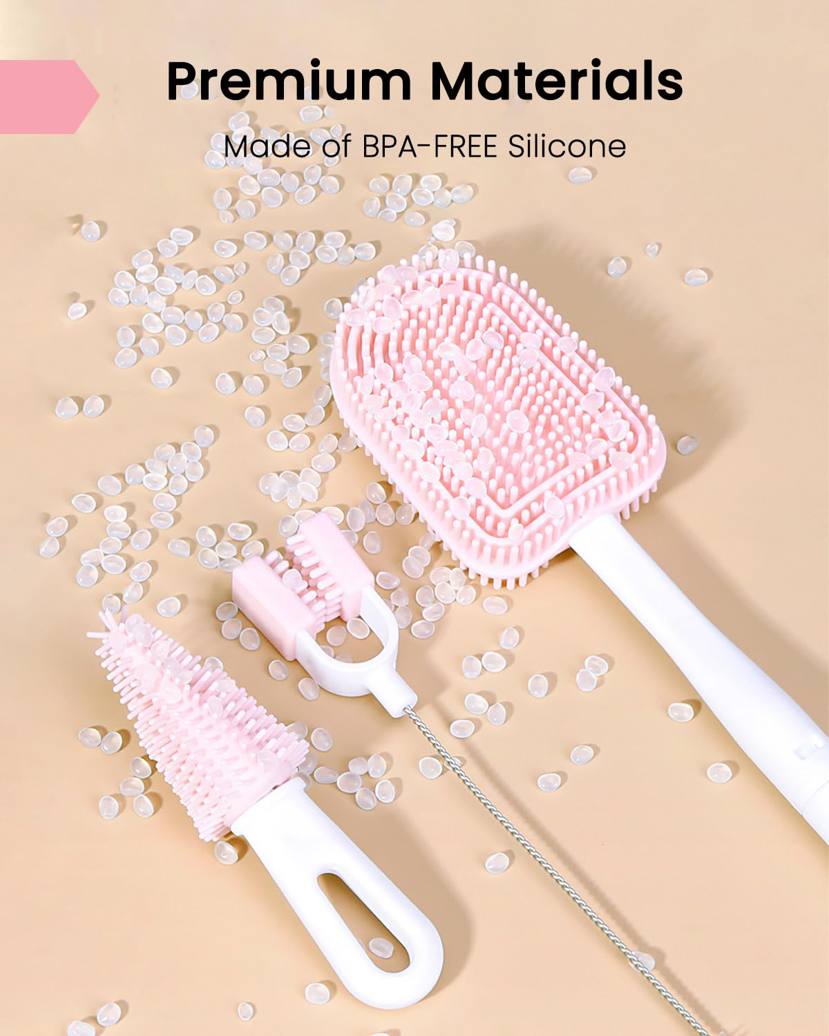 6-in-1 Travel Baby Bottle Brush Cleaning Kit with Silicone Brush, Nipple Brush, Straw Brush, Drying Rack & Organizer | Portable Bottle Cleaner for Breastfeeding Moms | Perfect for Travel, Daycare & On-the-Go Feeding Essentials