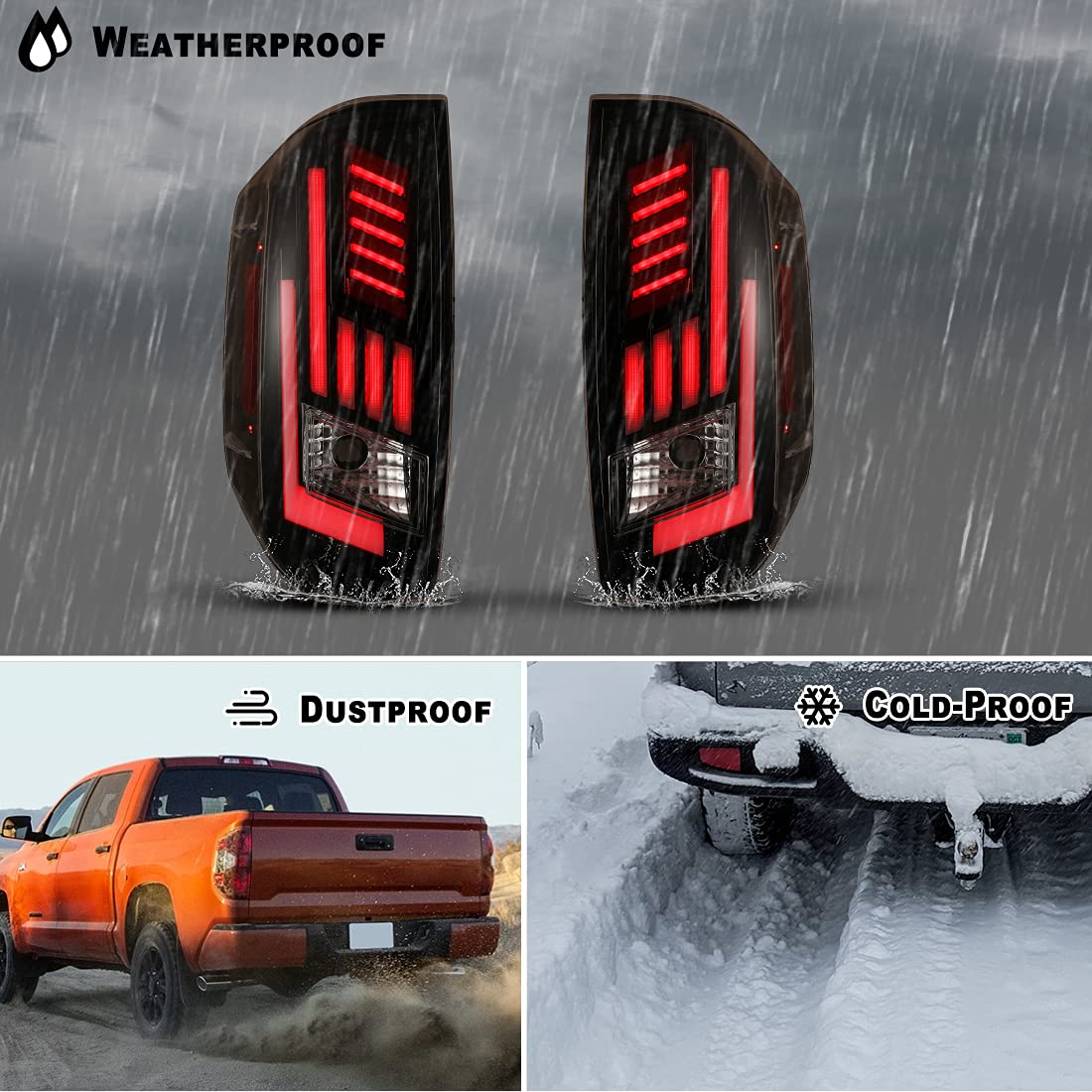 Nixon Offroad LED Sequential Tail Lights Assembly for 2014-2022 Toyota Tundra - Pair with LED Turn Signals, DRL & Brake Lights (Clear) - Upgrade Your Tundra Pickup for Enhanced Visibility & Style