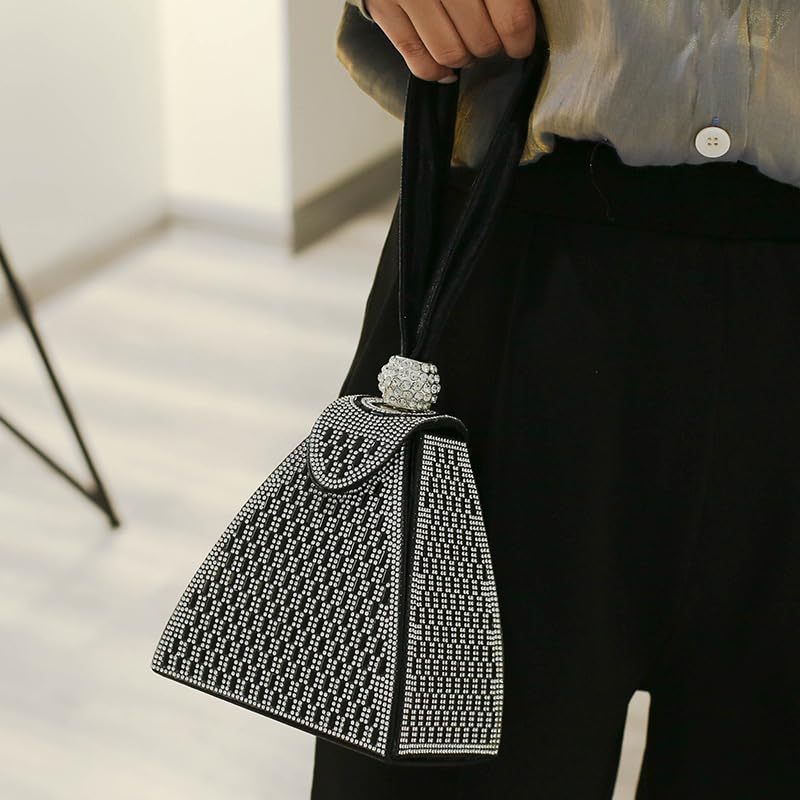 Verano Hill Crystal Pyramid Handbag for Women - Elegant Evening Clutch with Rhinestone Embellishments | Perfect for Parties, Weddings & Special Occasions