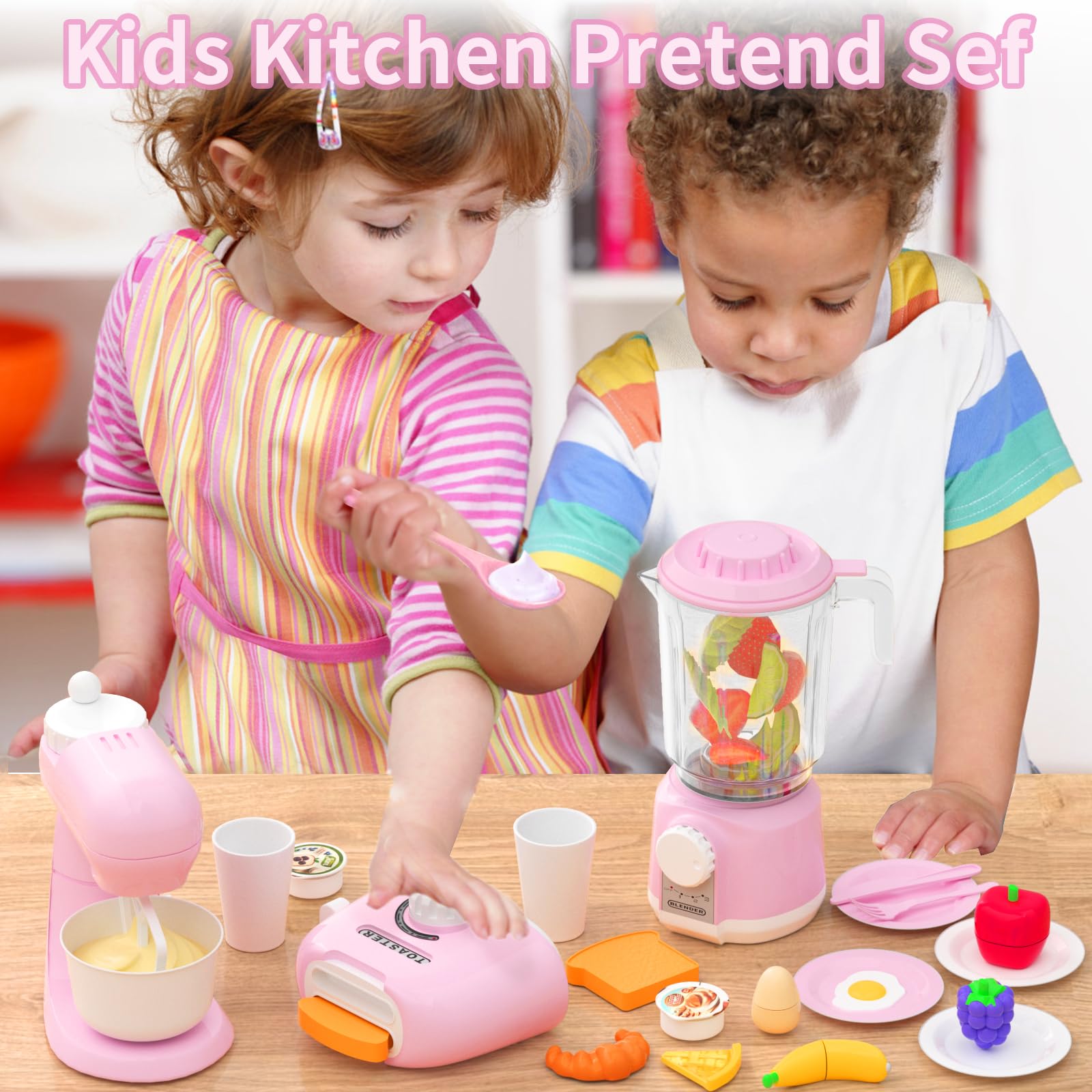 **Best Kids Toy Kitchen Set with Blender, Mixer & Toaster - Pretend Play Kitchen Accessories for Girls & Boys Ages 3-8 - Fun Learning & Role-Playing for Home, Preschool & Playdates**