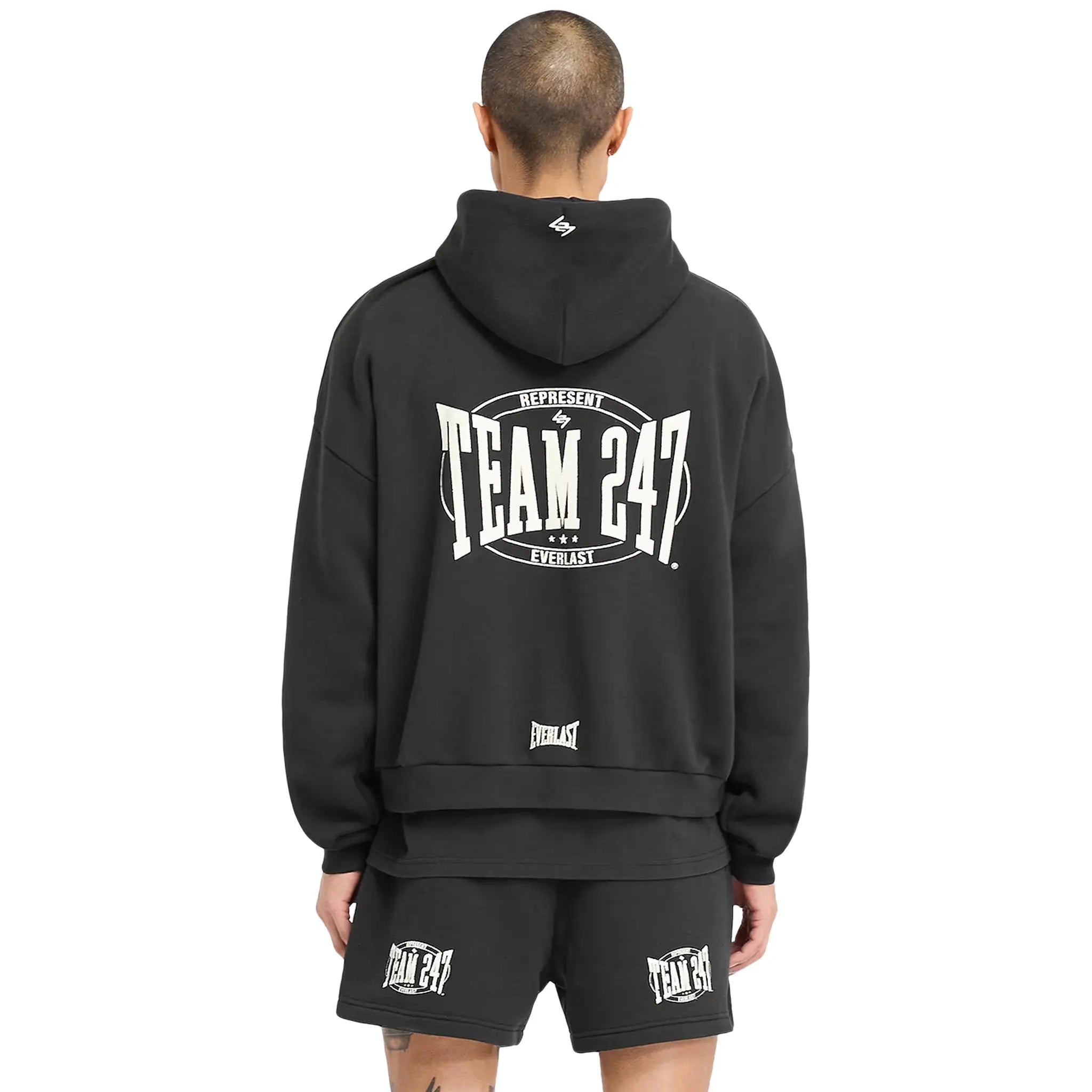 Represent 247 X Everlast Training Camp Boxy Off Black Hoodie - Men's Streetwear Pullover for Gym, Boxing & Urban Fashion