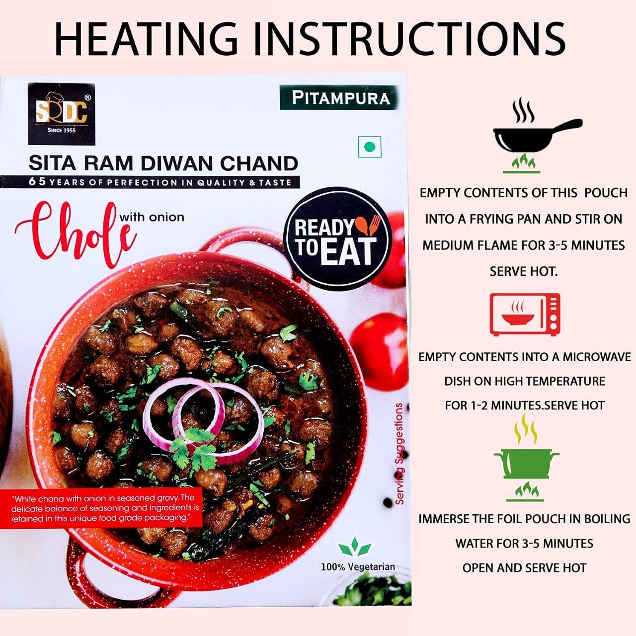 Ready to Eat Chole with Onion 300g | No Preservatives | 100% Natural Vegetarian Snack | Pack of 4 for Quick Meals