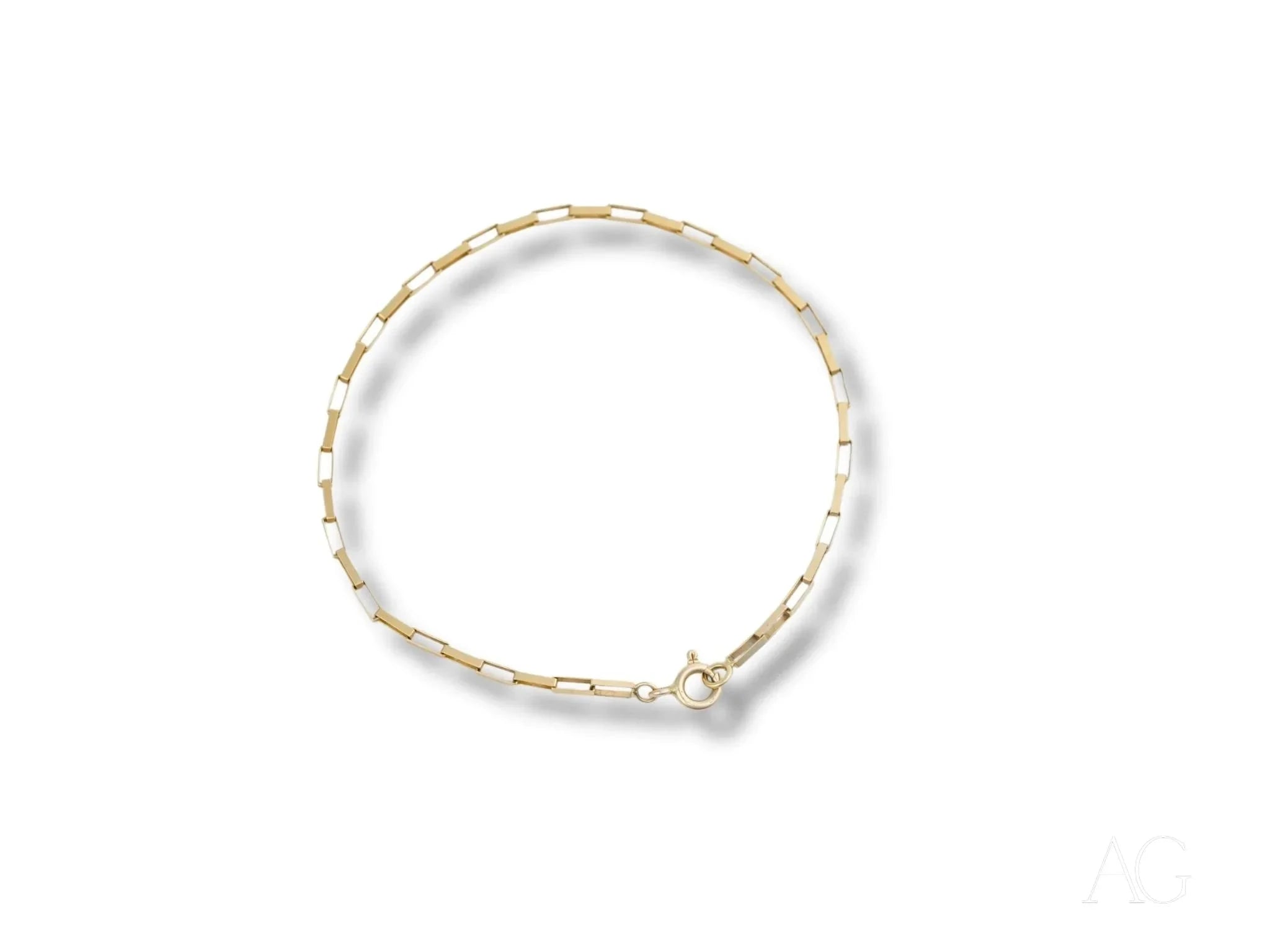 18K Solid Gold Brick Link Bracelet for Women - Timeless Elegance Jewelry for Everyday Wear & Special Occasions