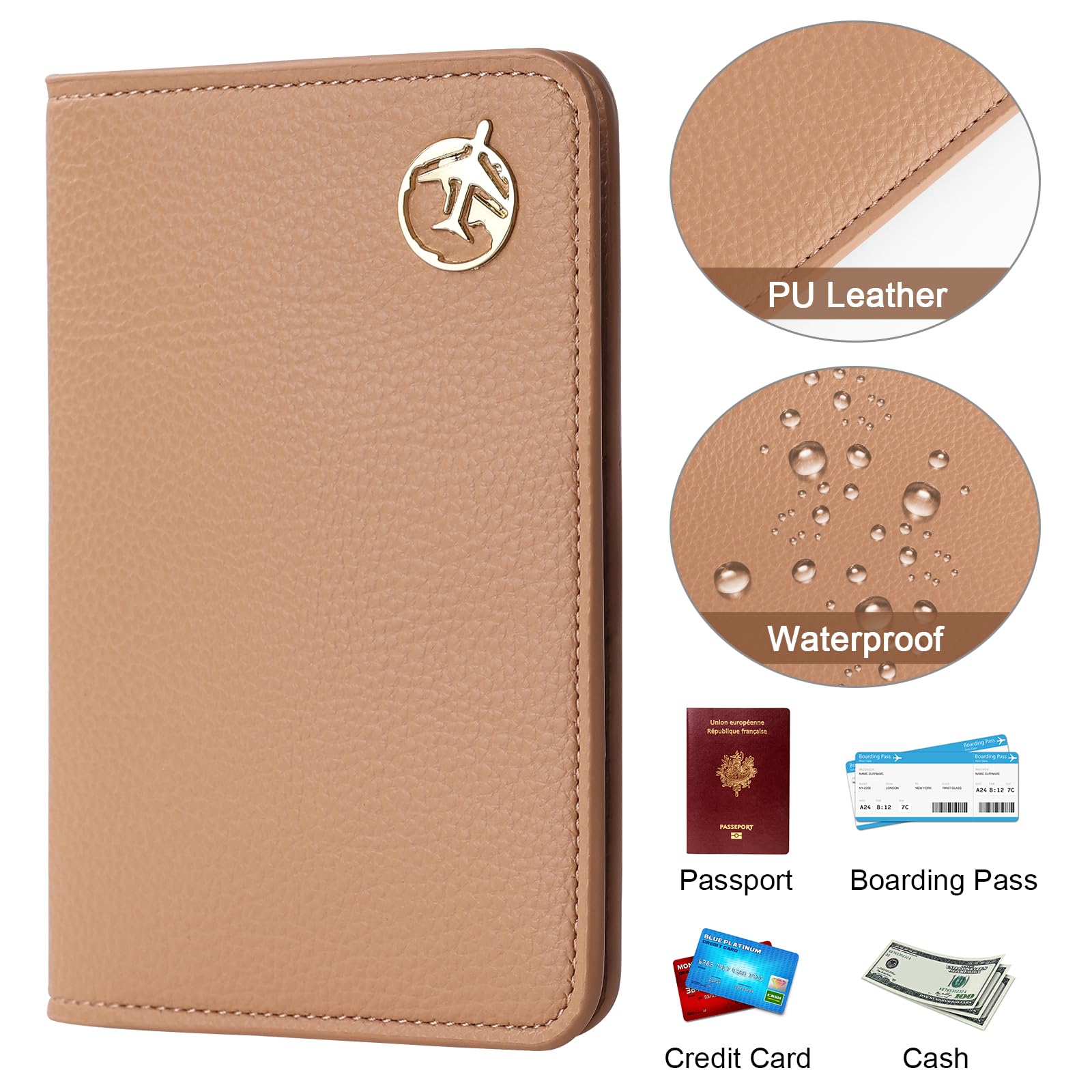 Premium PU Leather Passport Holder & Travel Wallet - RFID Blocking, Holds Passport, Credit Cards, Business Cards & Boarding Passes (Coral Pink) - Perfect for International Travel & Business Trips