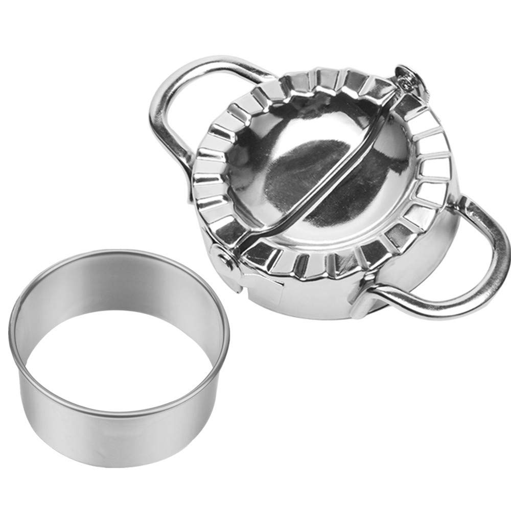 Premium Stainless Steel Dumpling Maker & Dough Press Tool Set - Professional Dumpling Mold, Pastry Cutter for Asian Cuisine - Perfect for Home Cooking, Restaurants & Dim Sum Making (Silver, One Size)